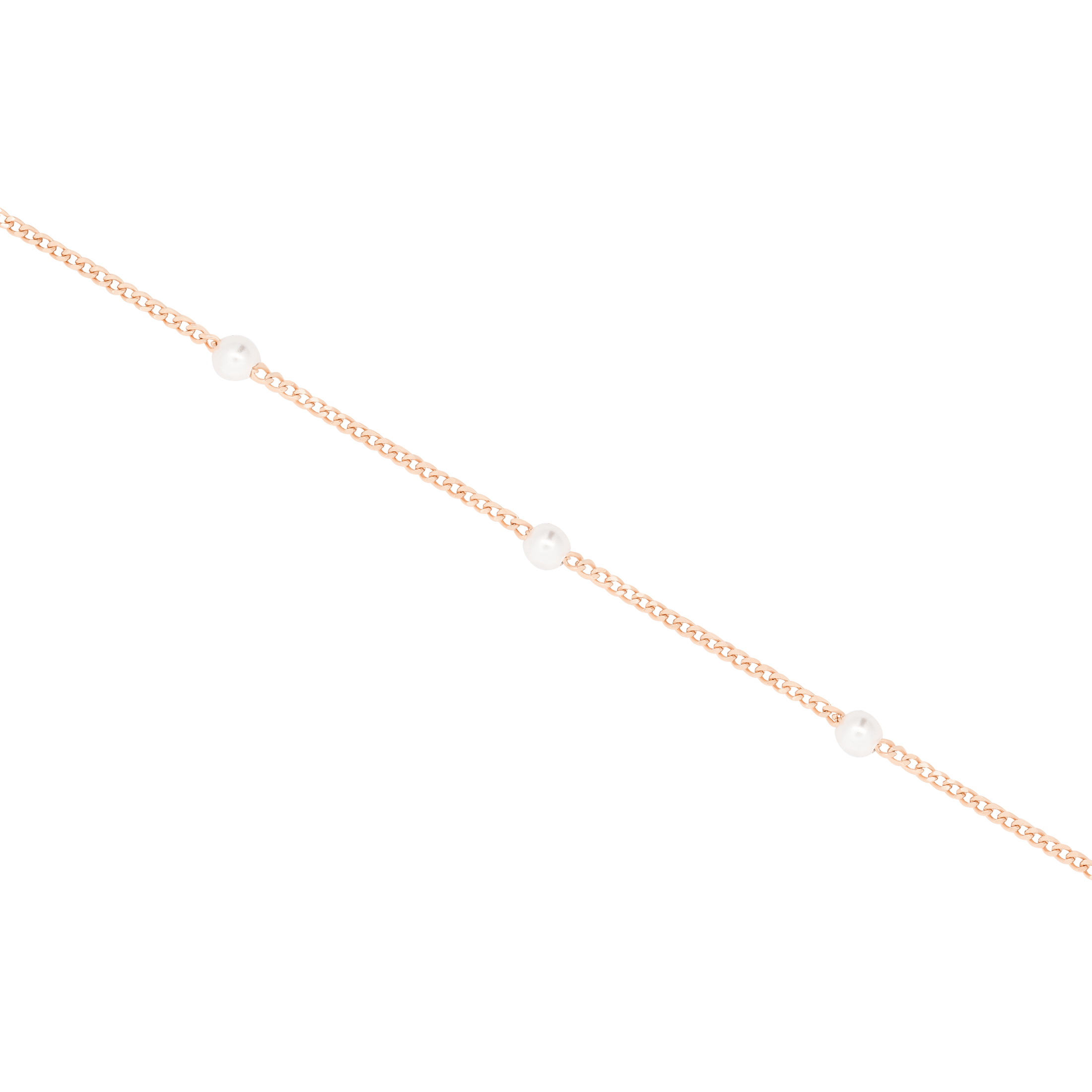 Cassidy Pearl Bead & Chain Anklet - Rose Gold