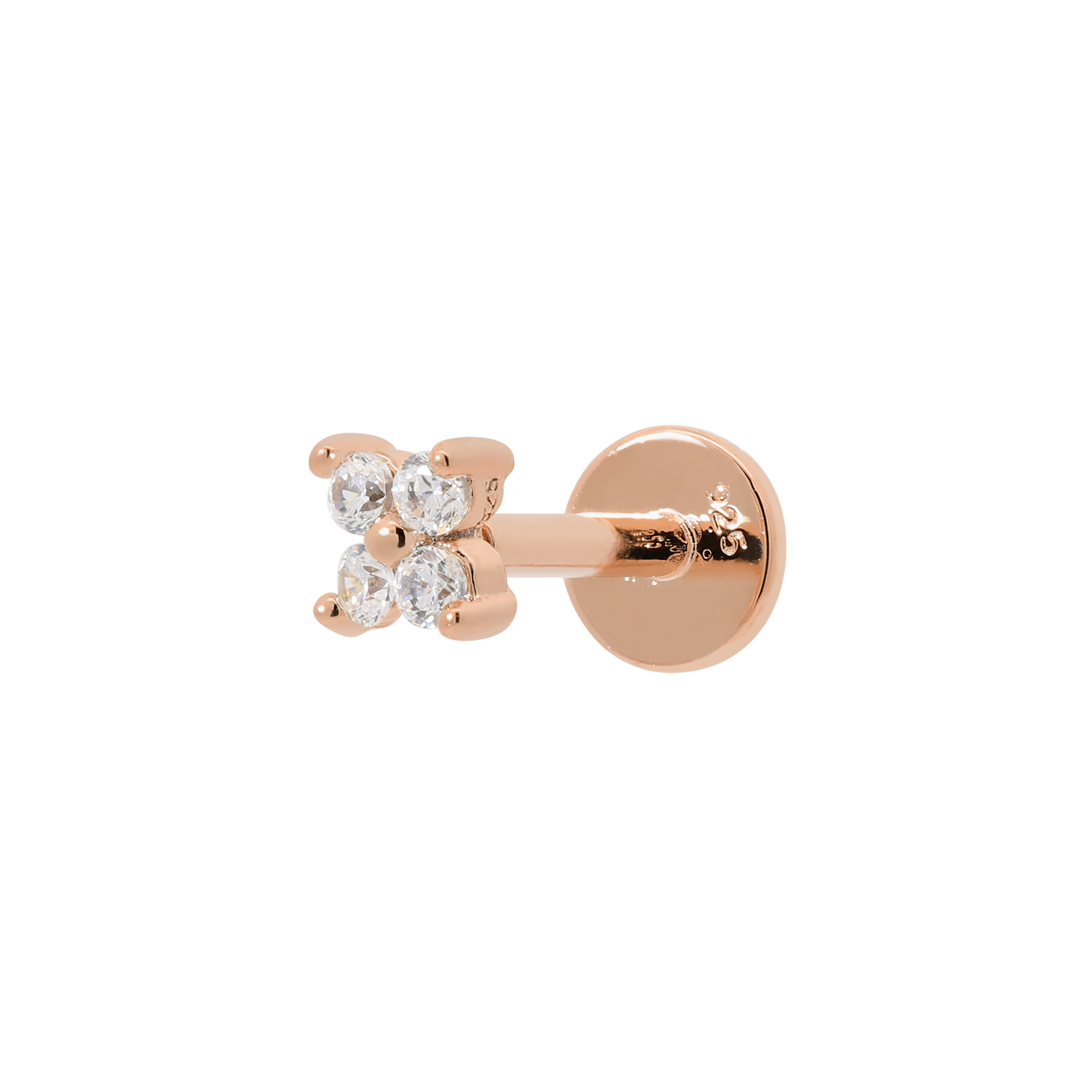Felicity Clover Gemstone Helix Tragus Cartilage & Conch Ear Piercing - Rose Gold