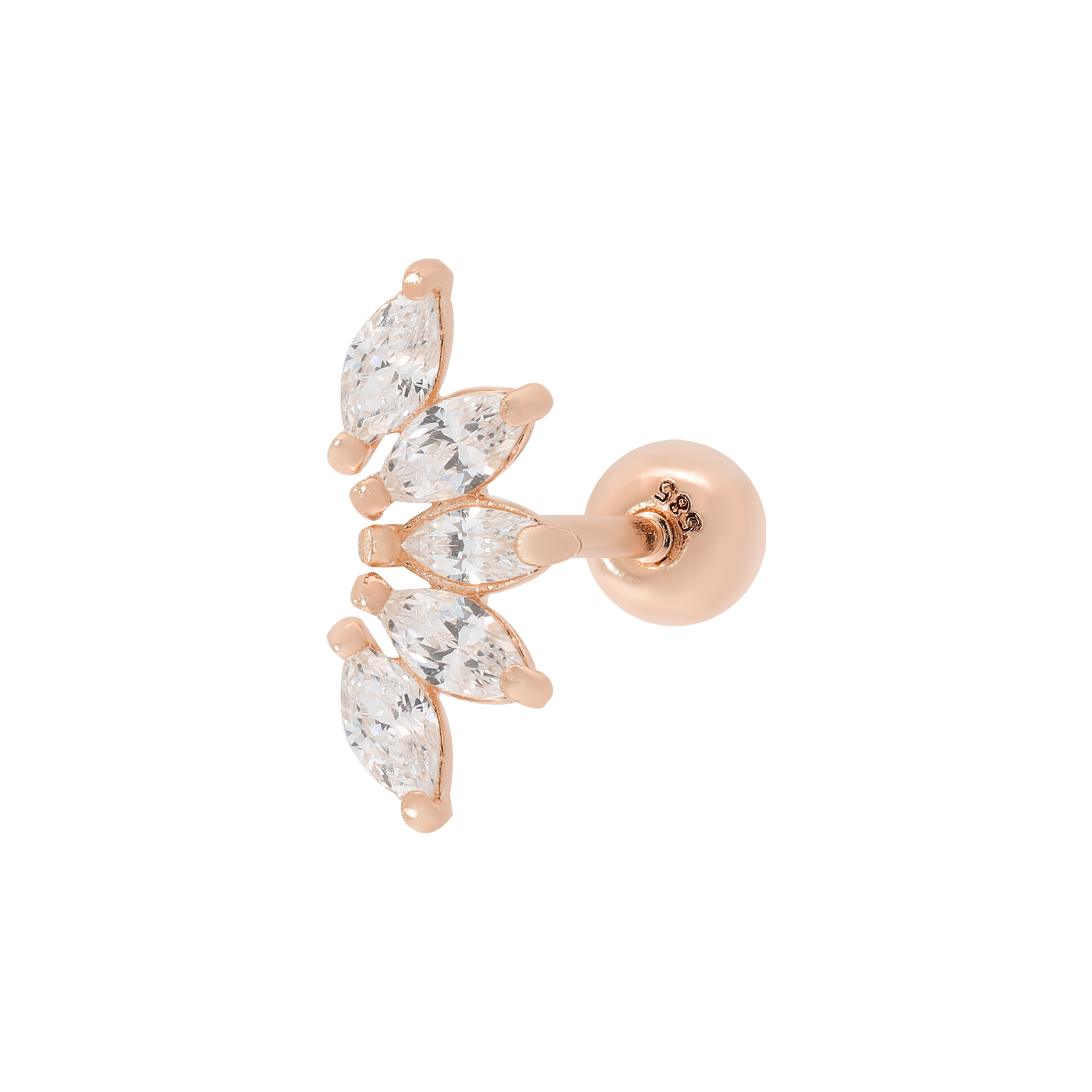 Arc Tragus Helix Cartilage & Conch Ear Piercing - 14K Solid Rose Gold