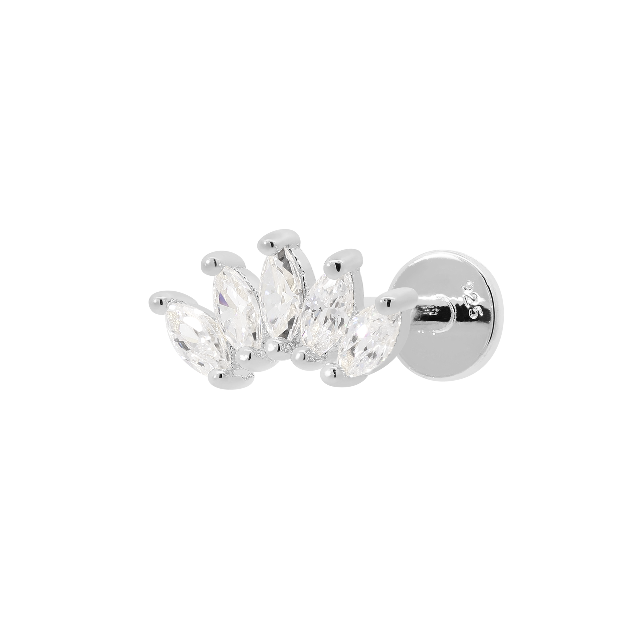 Arc Gemstone Helix Tragus Cartilage & Conch Ear Piercing - Silver