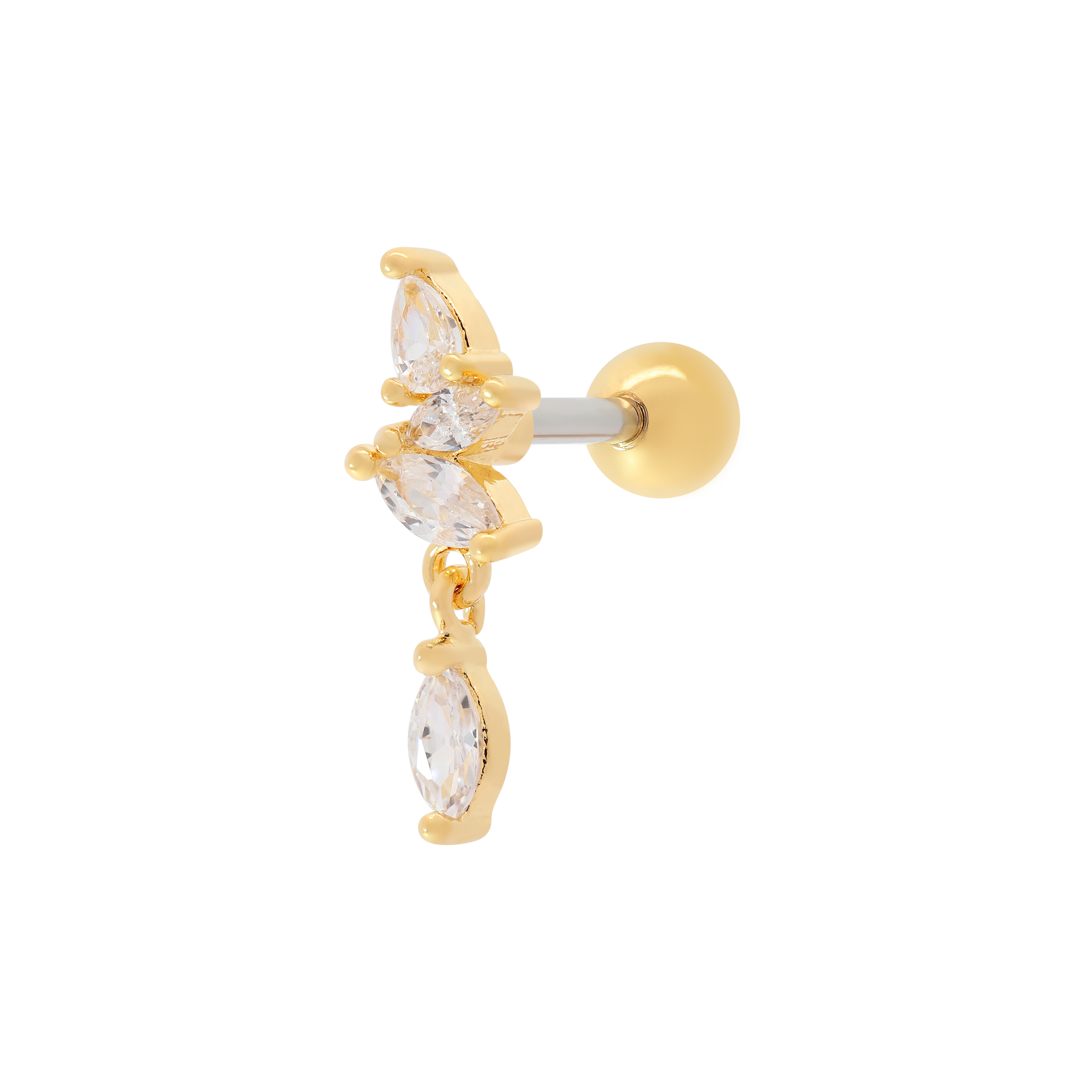 Everytime Gemstone Tragus Helix Cartilage & Conch Ear Piercing - Gold