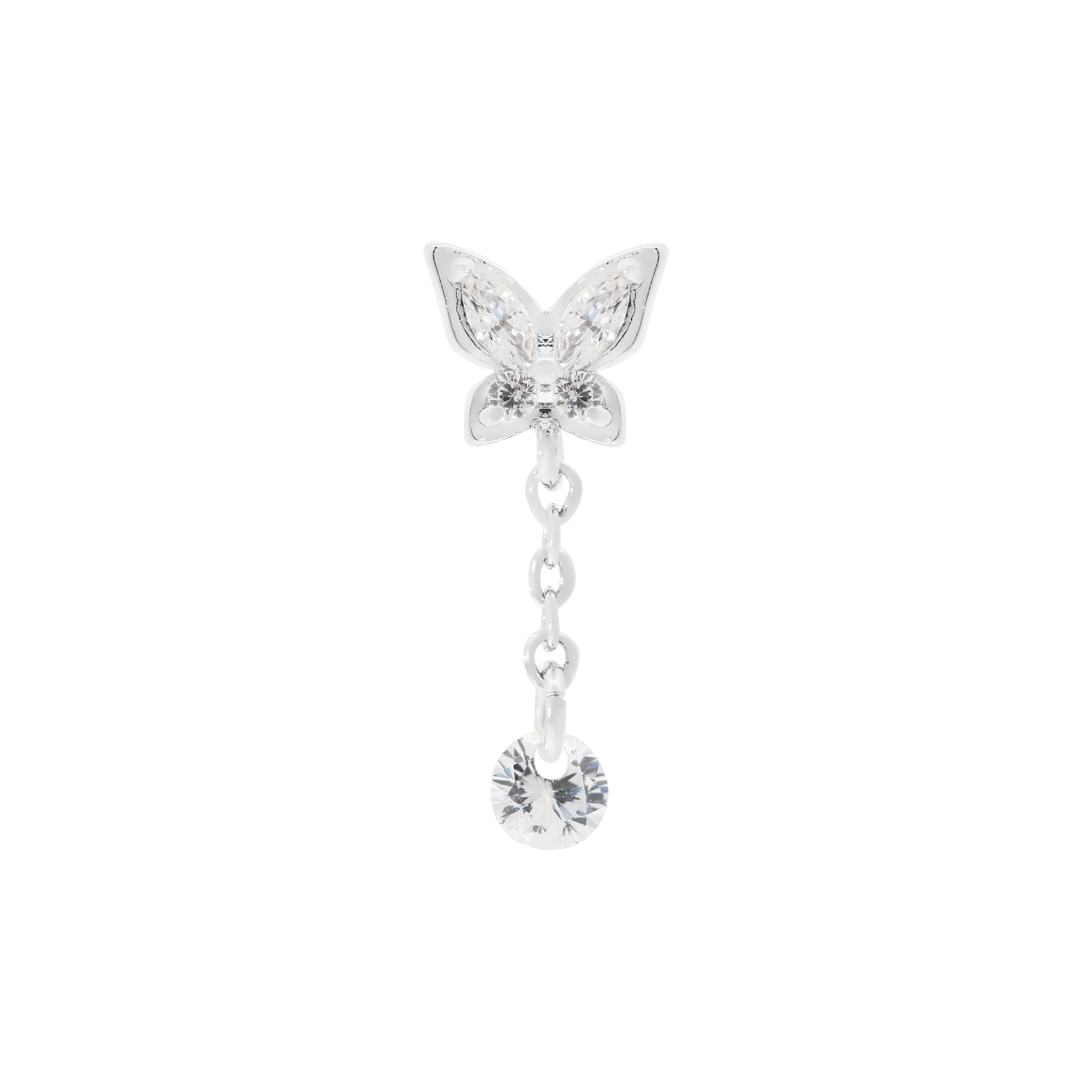 Monarch Butterfly Chain Helix Tragus & Cartilage Ear Piercing 2 - Silver