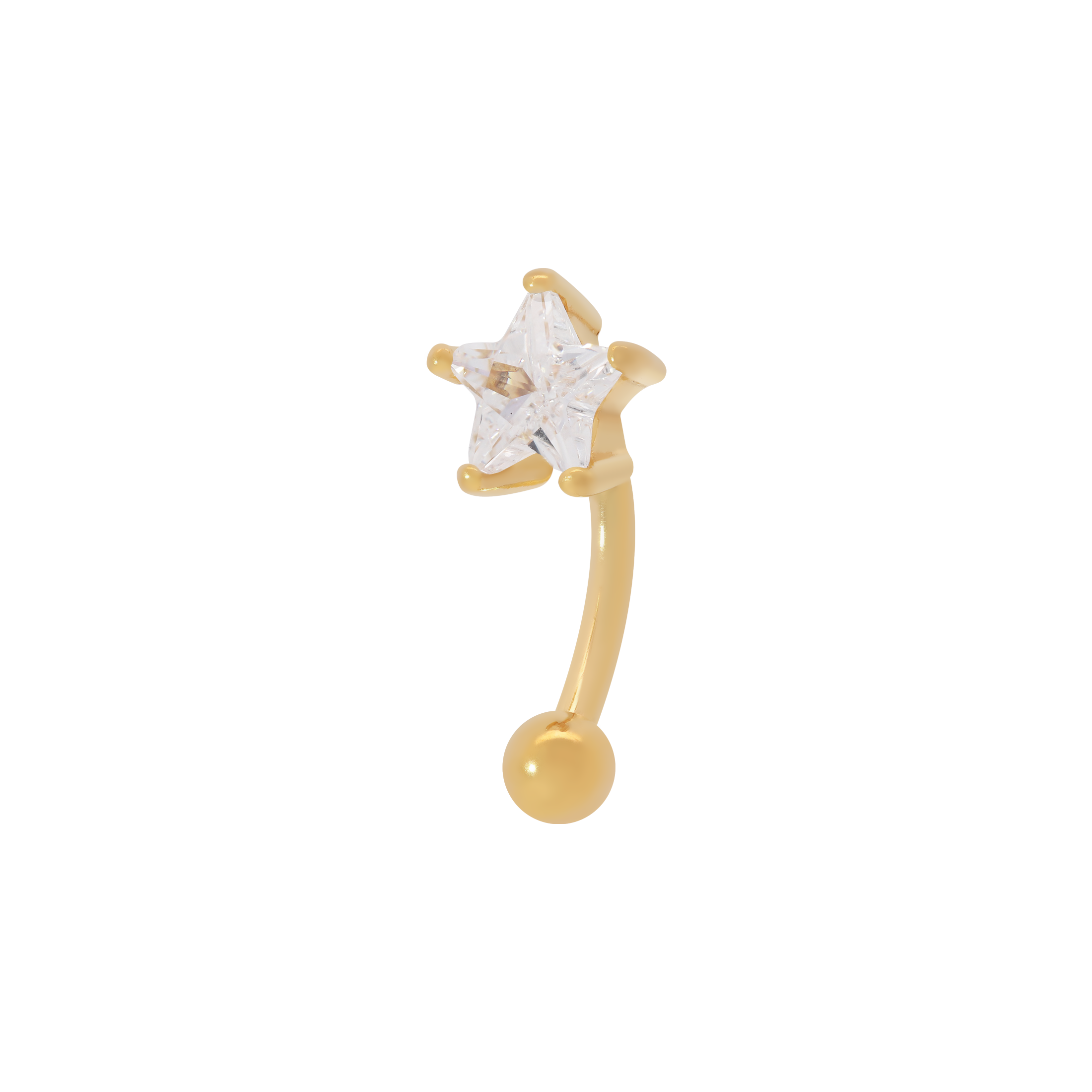 Starburst Gemstone Rook Curved Barbell Piercing - Gold