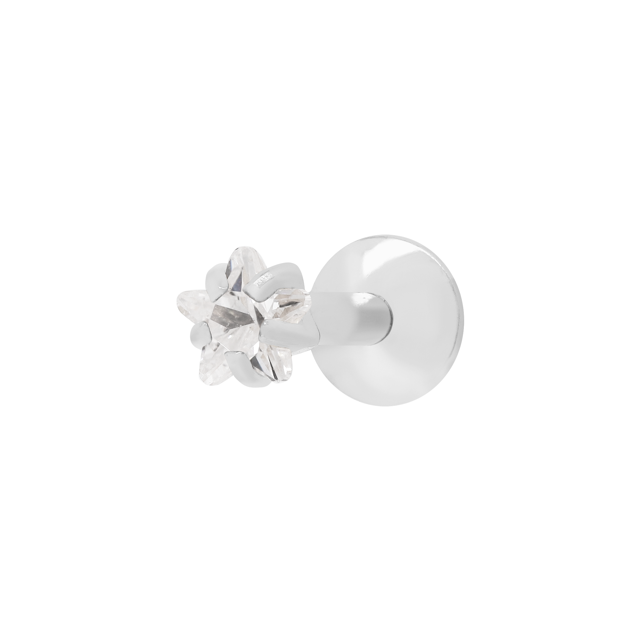Stardrop Gemstone Helix Tragus & Cartilage Ear Piercing - Silver
