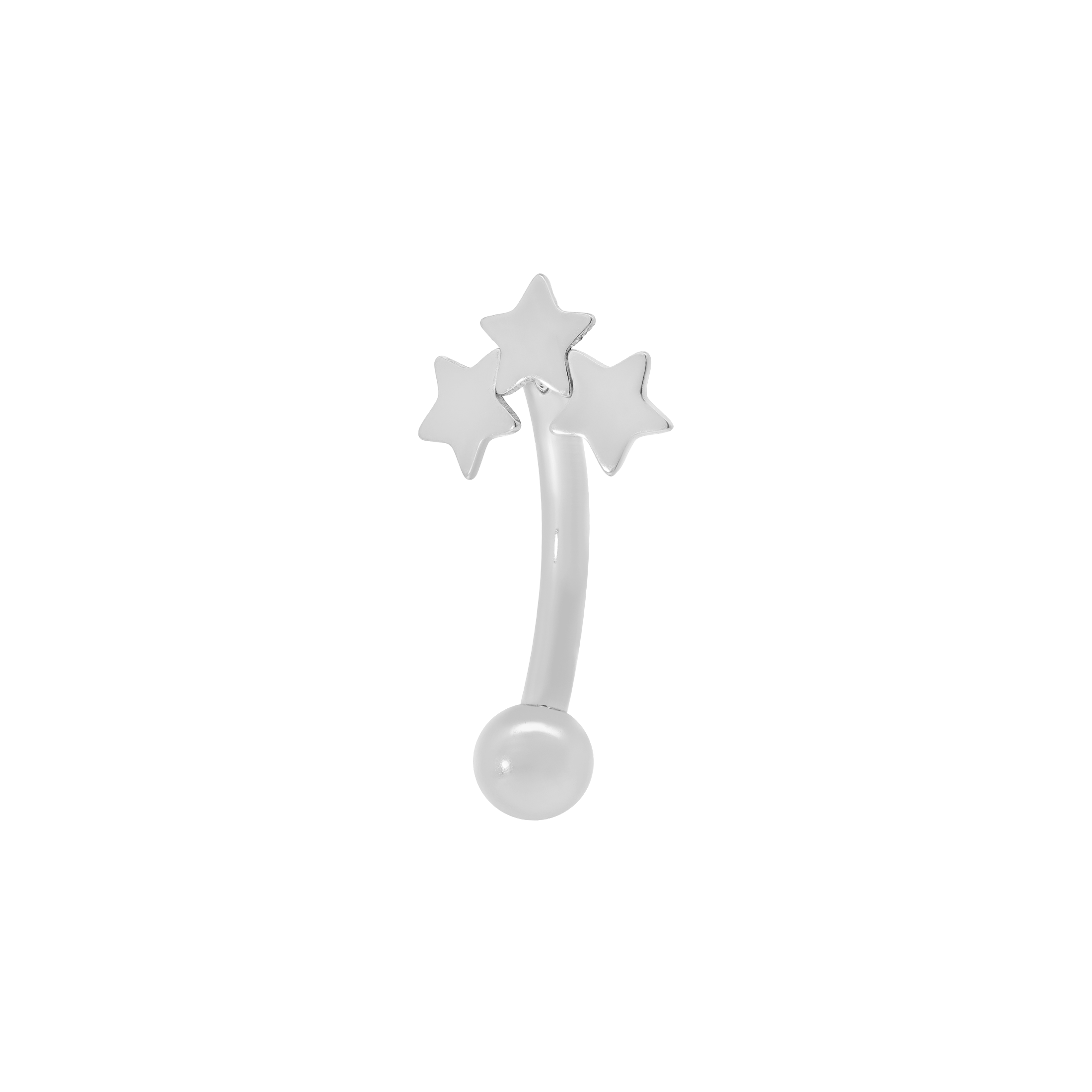Stella Triple Star Rook Curved Barbell Piercing - Silver