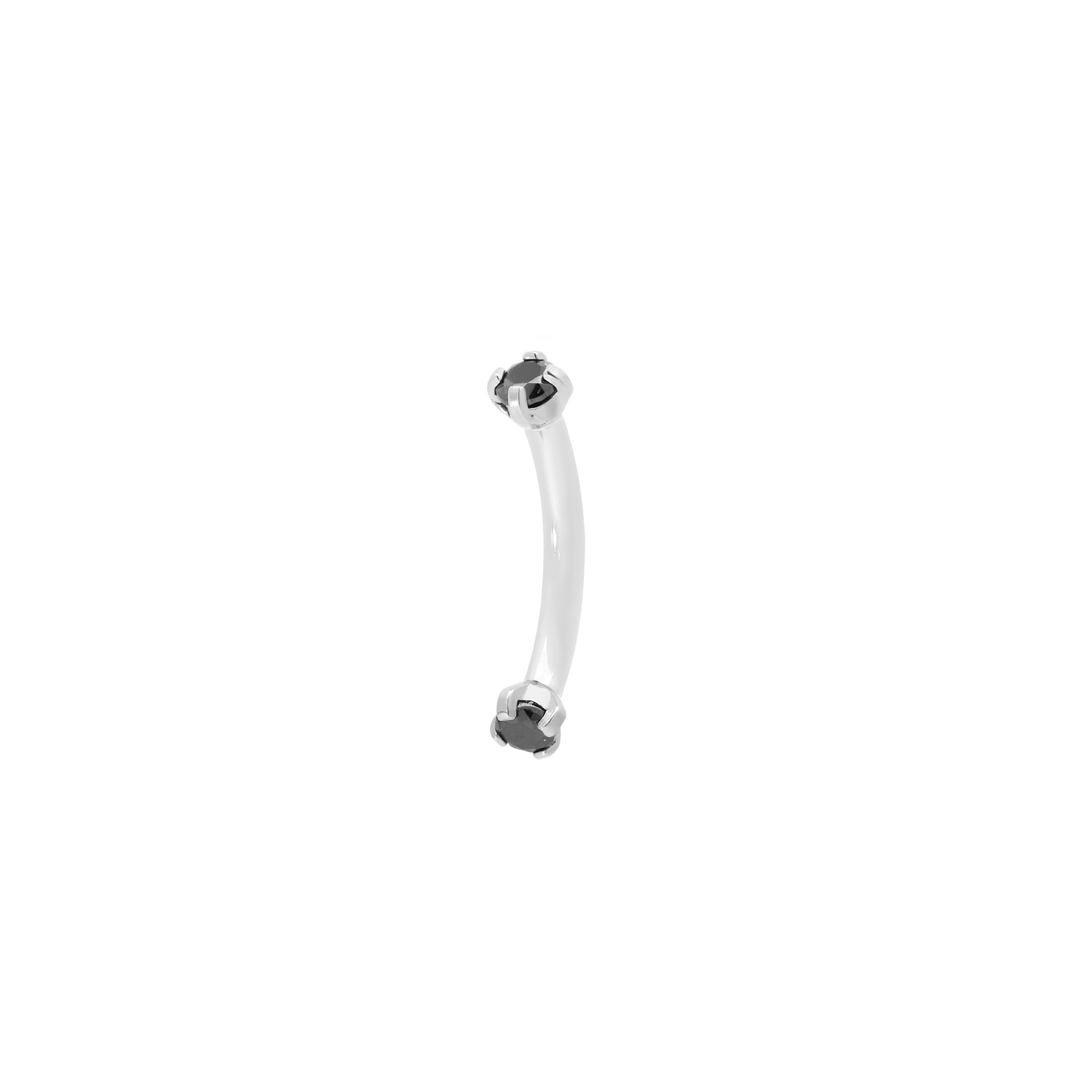 Twin Gem Rook Curved Barbell Piercing - Onyx/Silver