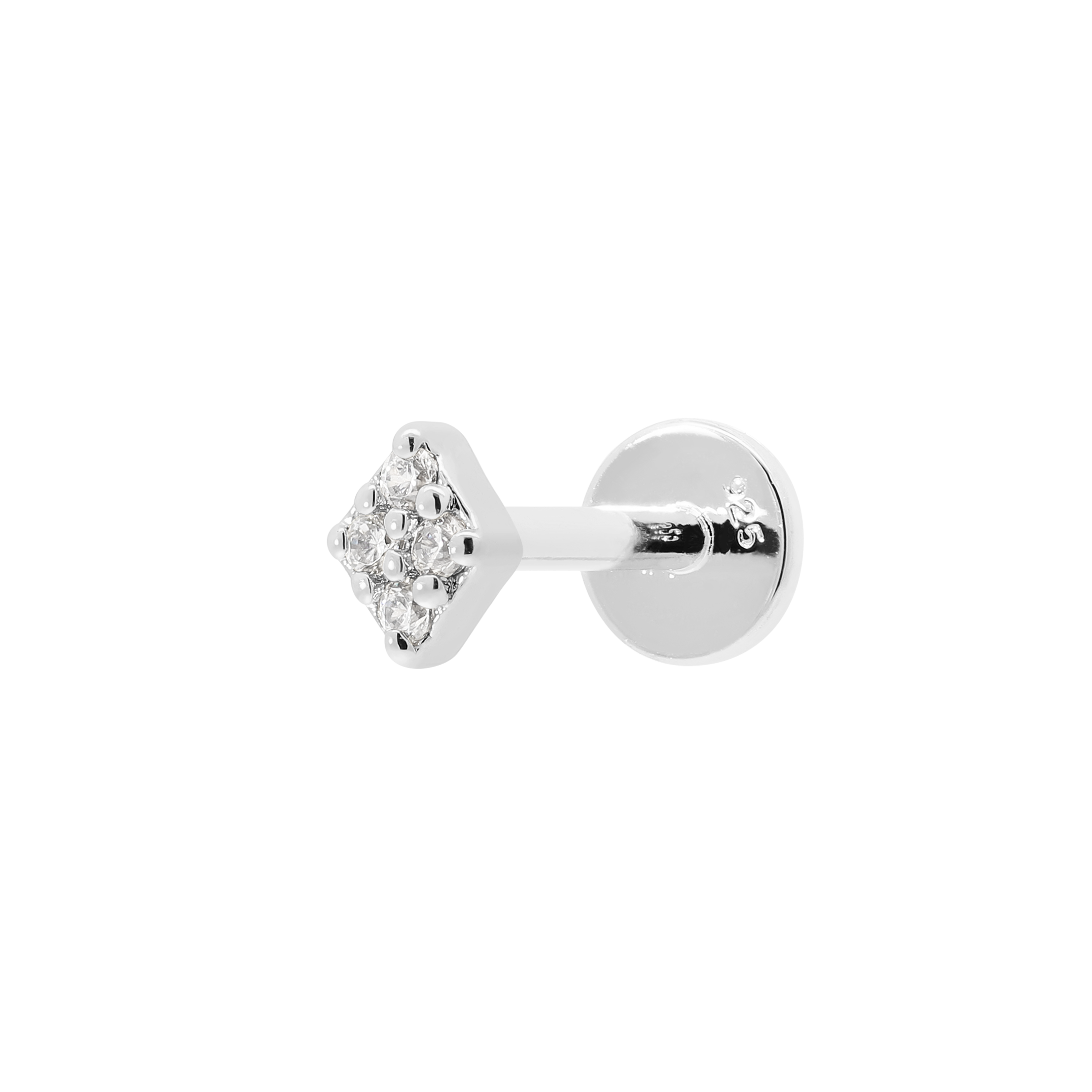 Void Gemstone Helix Tragus Cartilage & Conch Ear Piercing - Silver