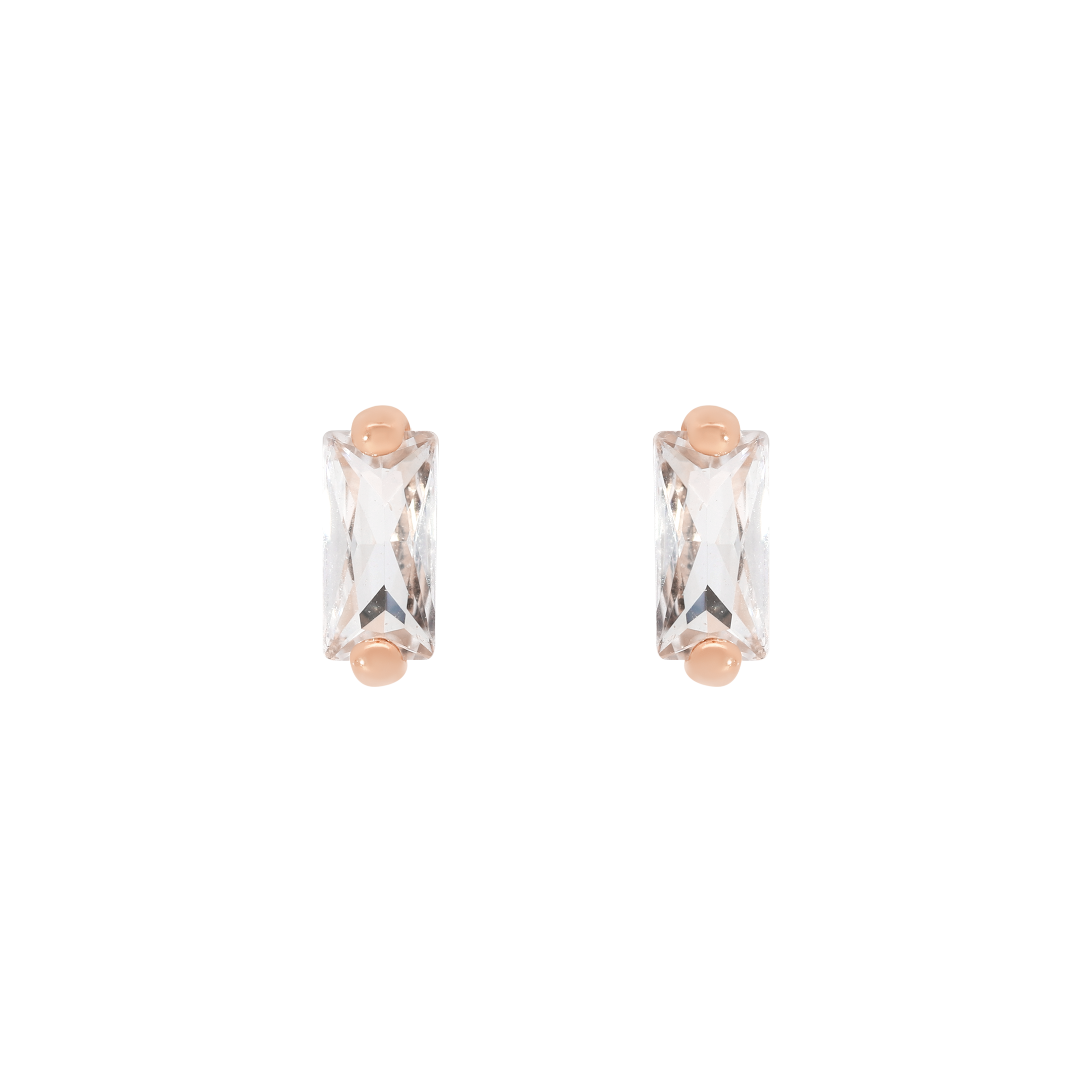 Bounty Baguette Gemstone Earring Studs - Rose Gold