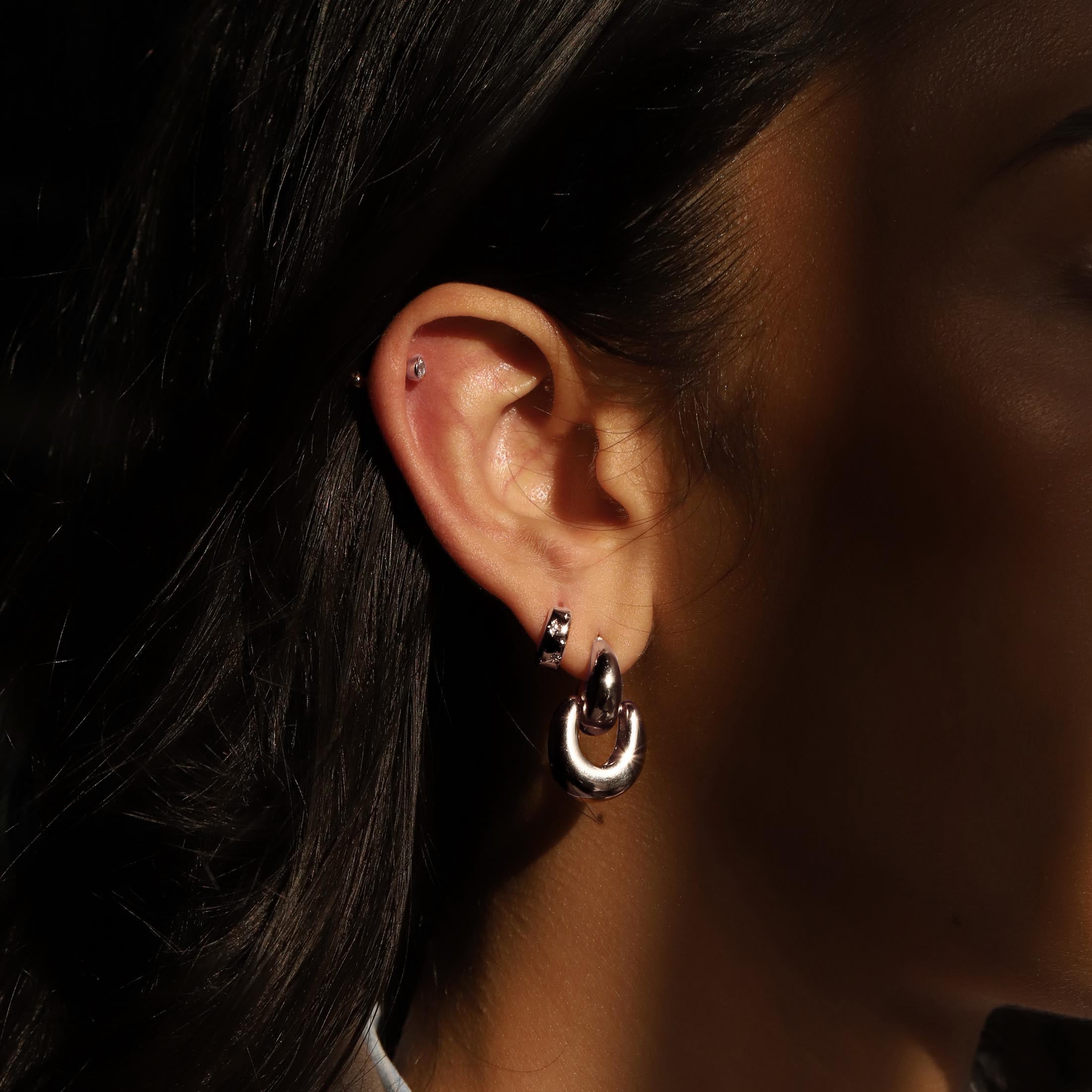 Gina Earring Studs On Model 6 - Silver