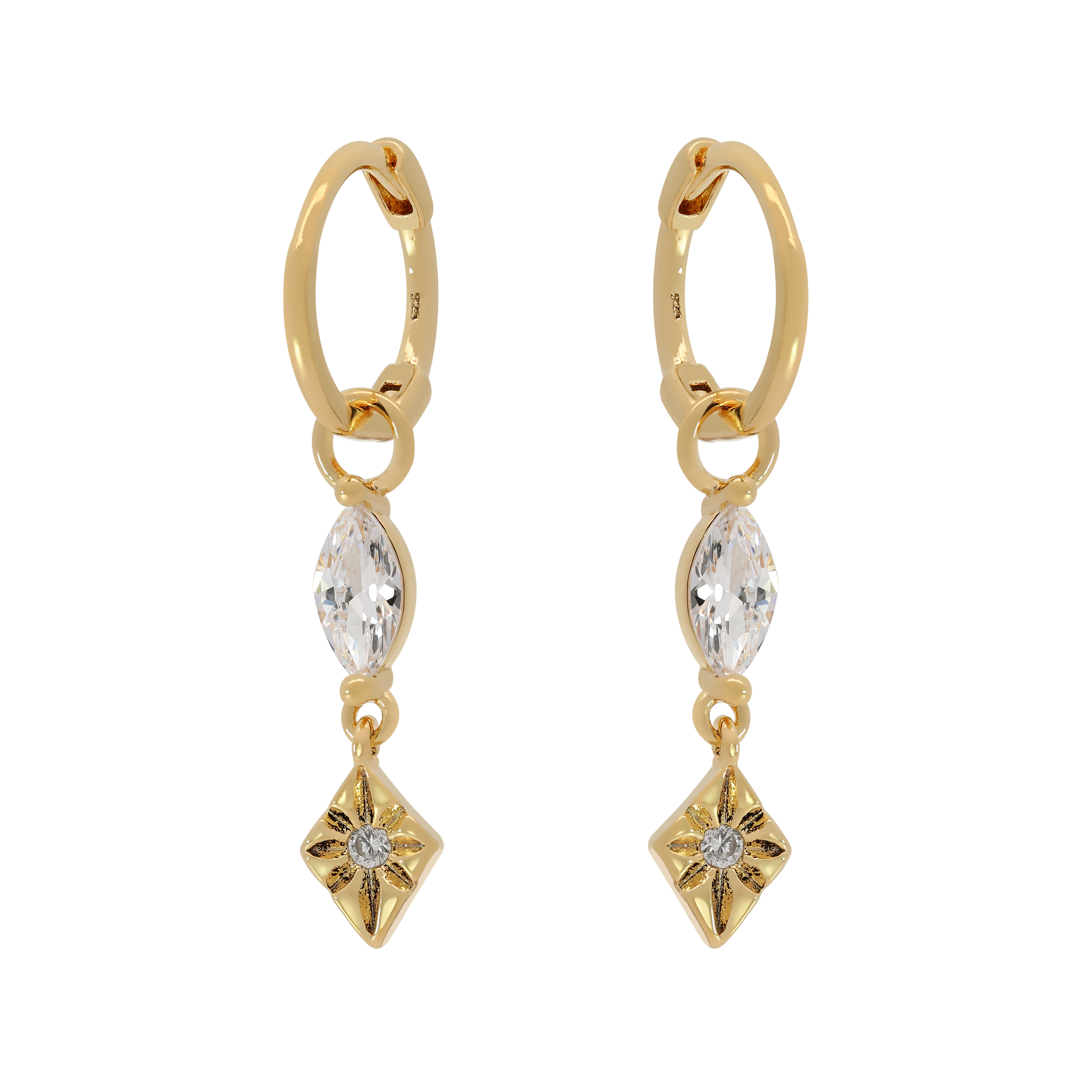 Legacy Gemstone Charm Huggie Hoop Earrings - Gold