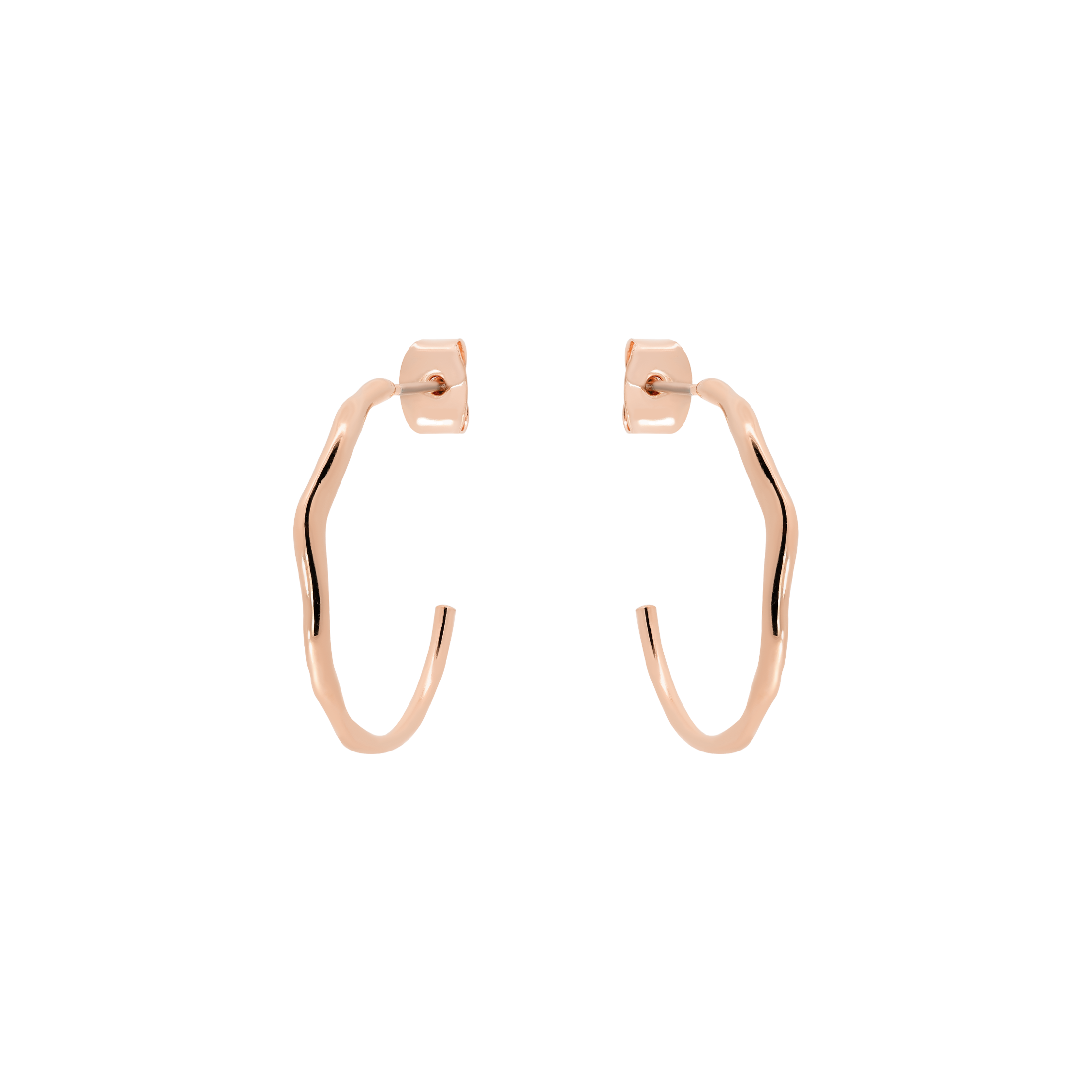 Motion Wave Hoop Earrings - Rose Gold