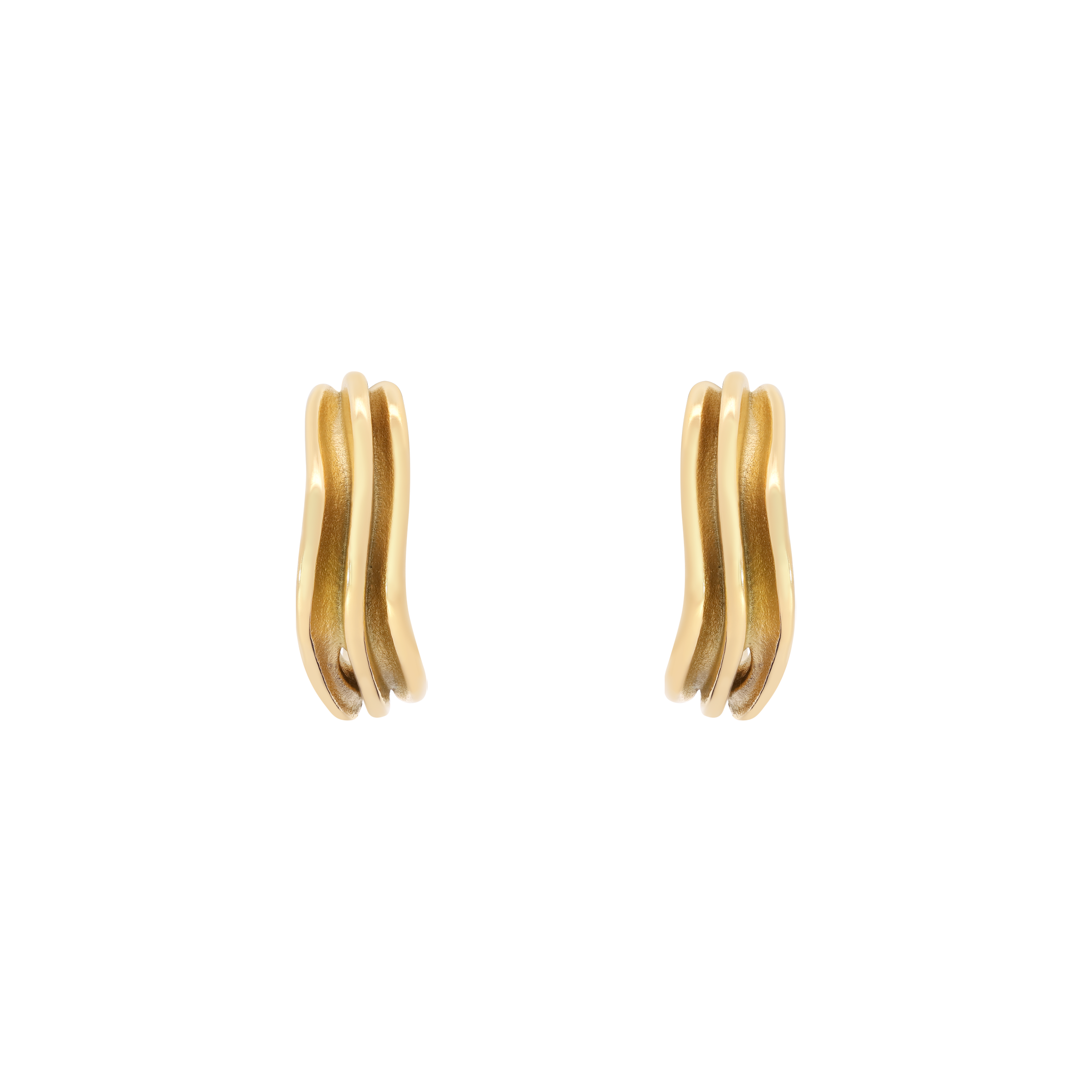 Tidal Half Hoop Earring Studs 2 - Gold
