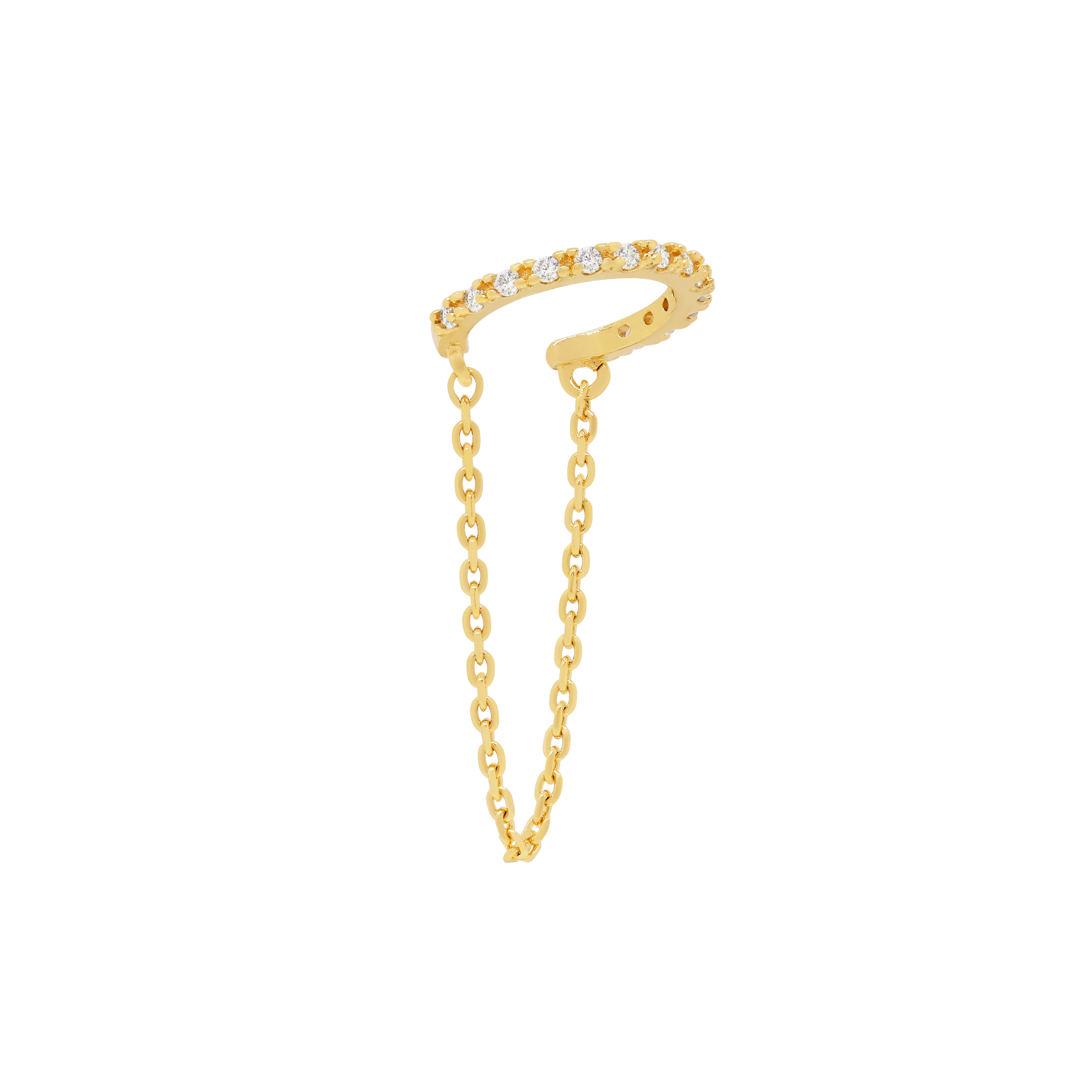 Veronica Gemstone & Chain Ear Cuff - Gold