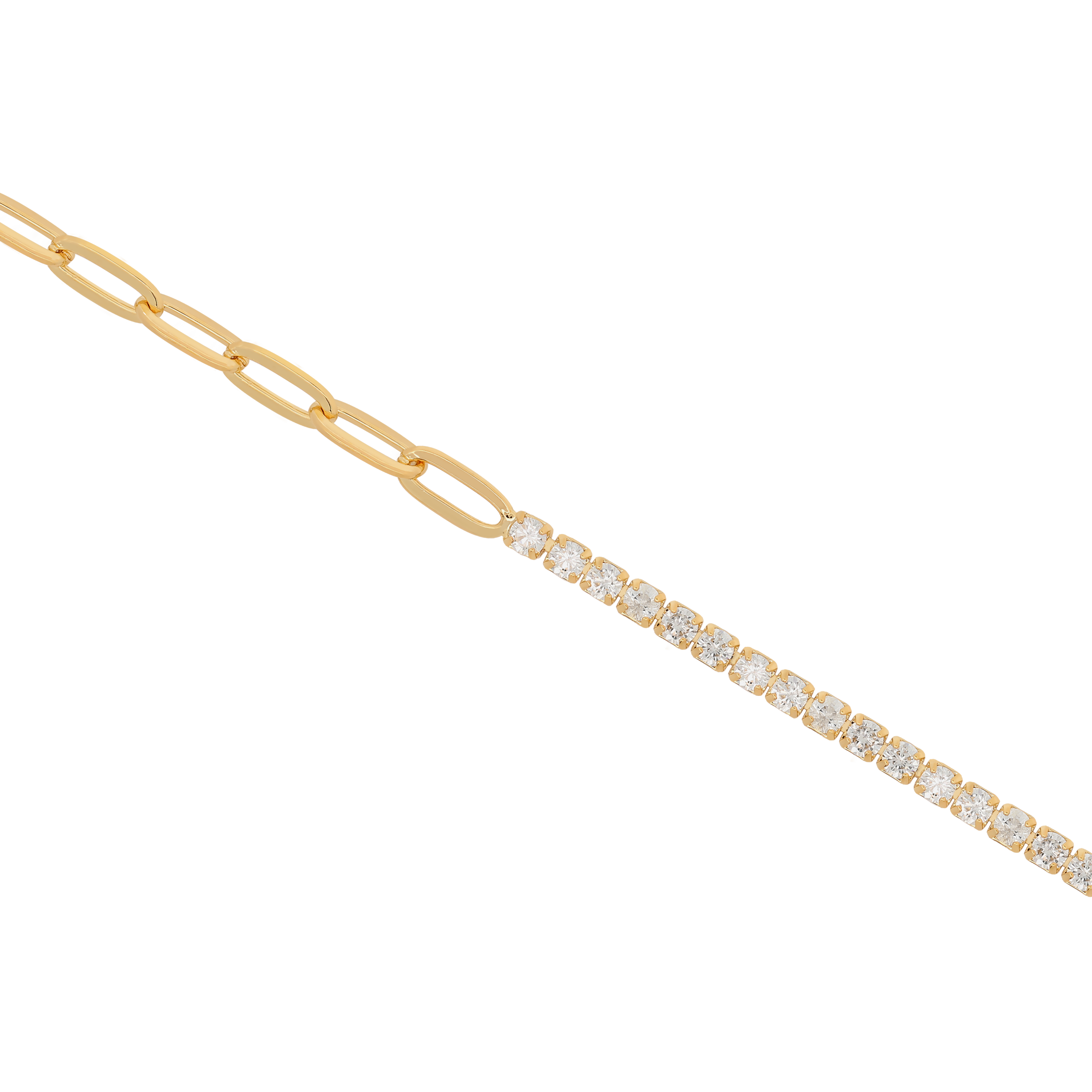 Macey Gemstone Tennis & Paperclip Chain Bracelet - Gold