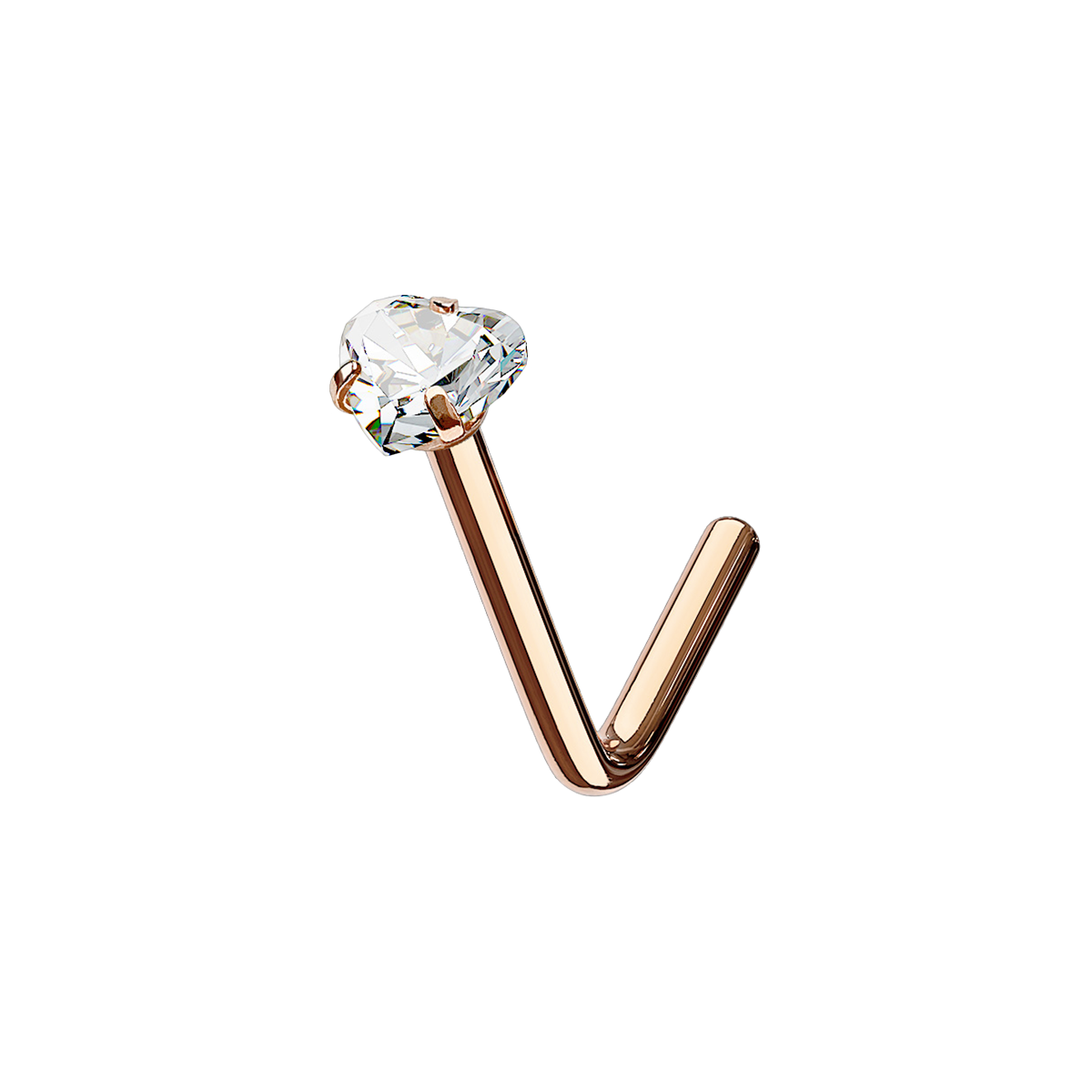 Lust Heart Gemstone Nose Stud Piercing - Rose Gold