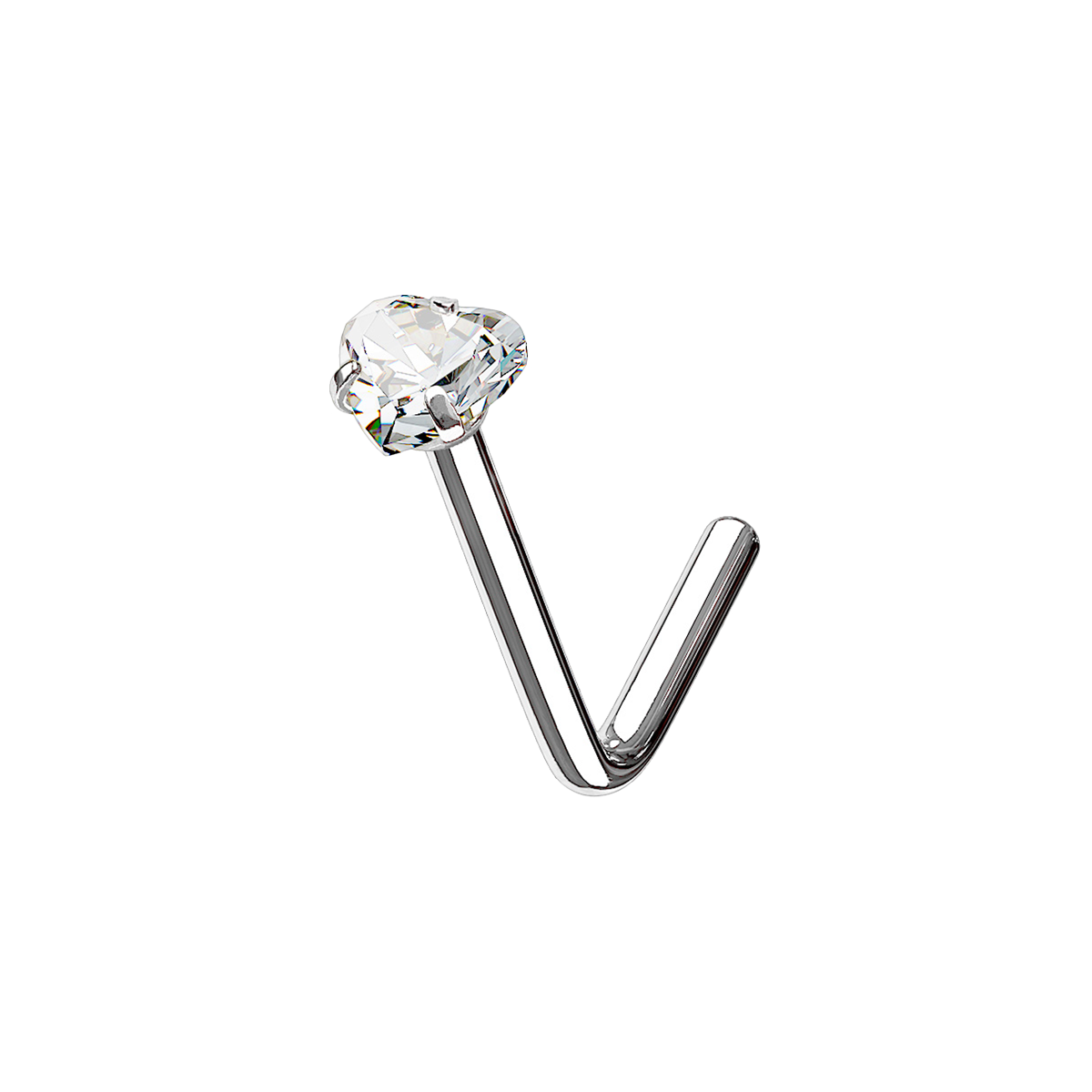 Lust Heart Gemstone Nose Stud Piercing - Silver