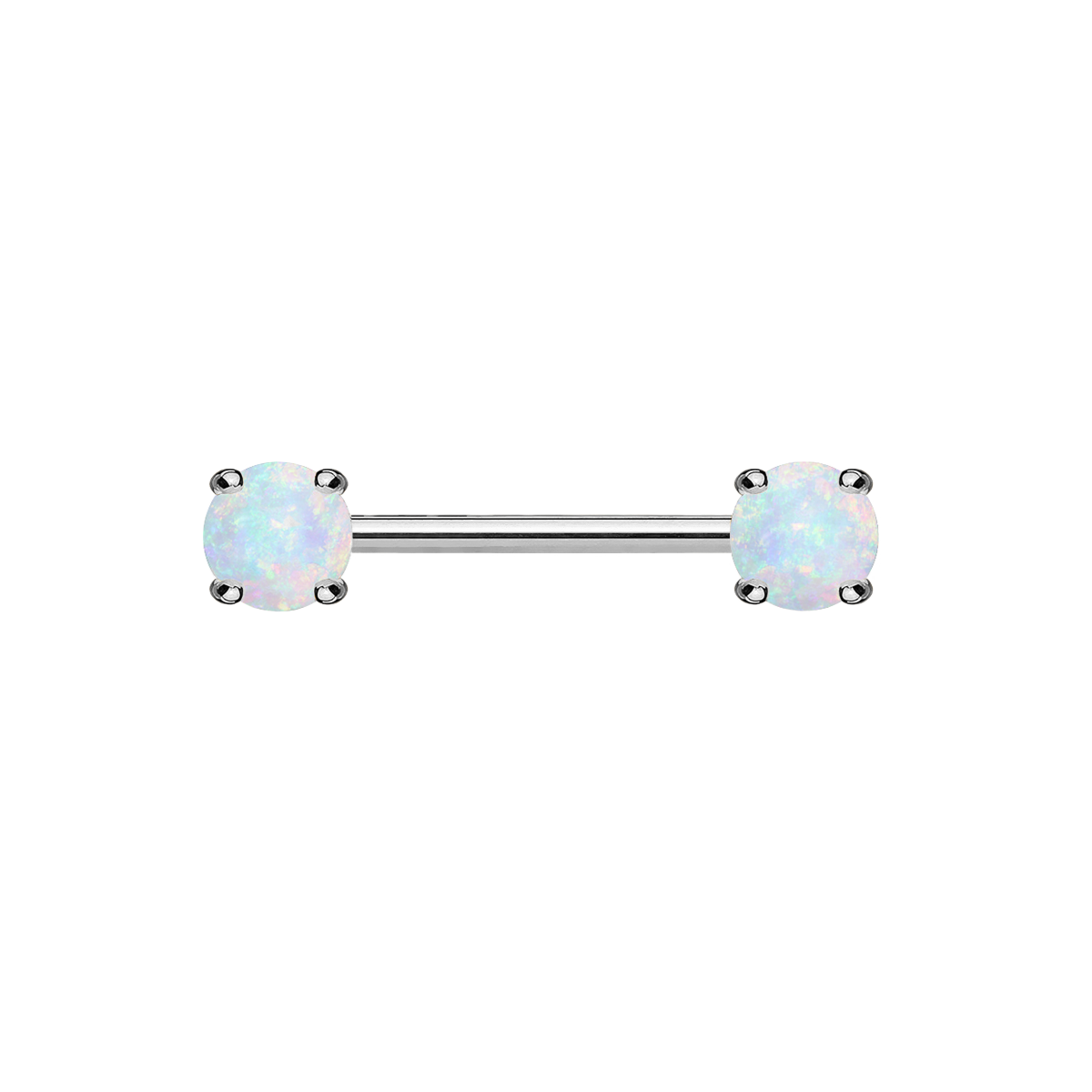 Odyssey Double Opal Nipple Bar Piercing - Silver