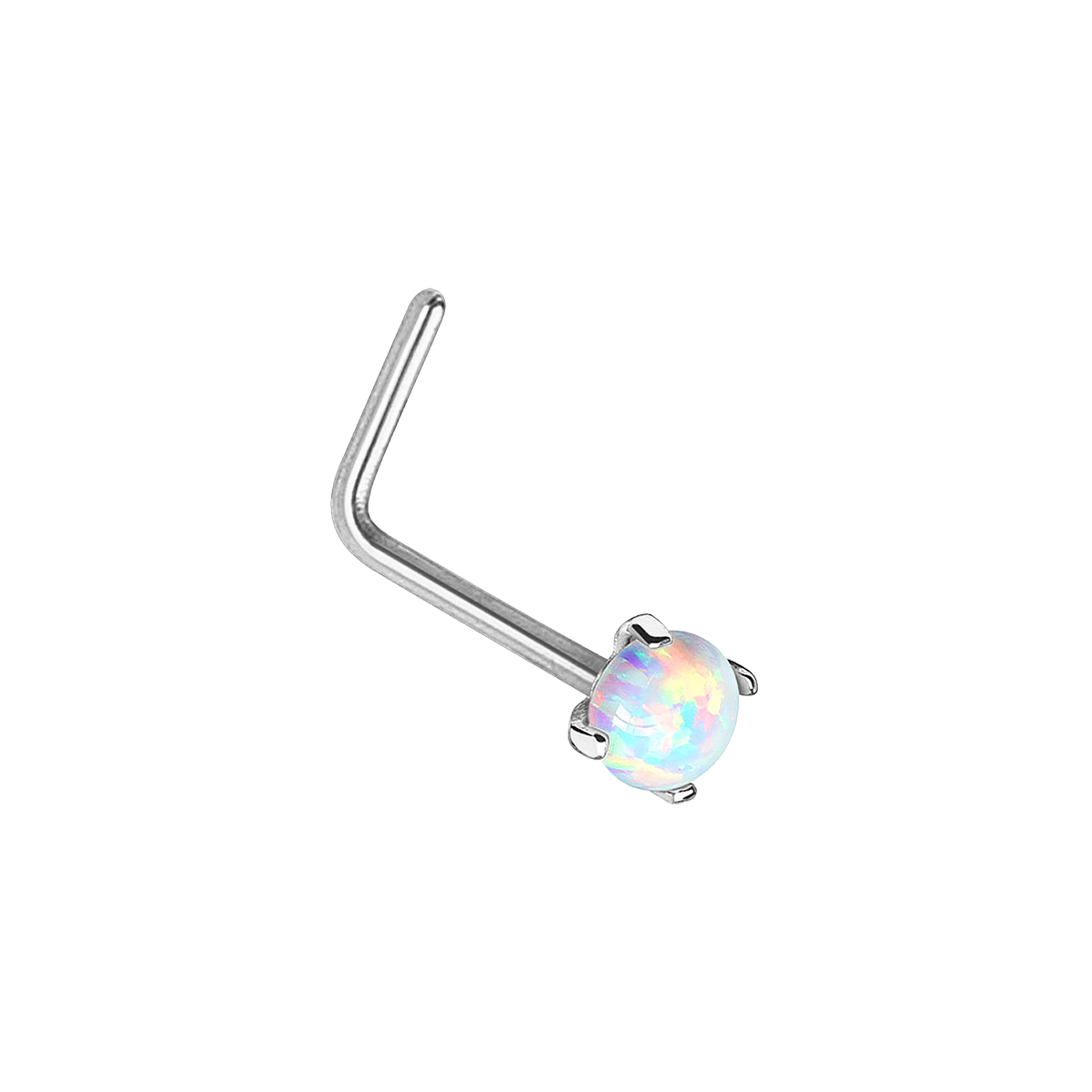 Odyssey Opal Nose Stud Piercing - 14K Solid White Gold