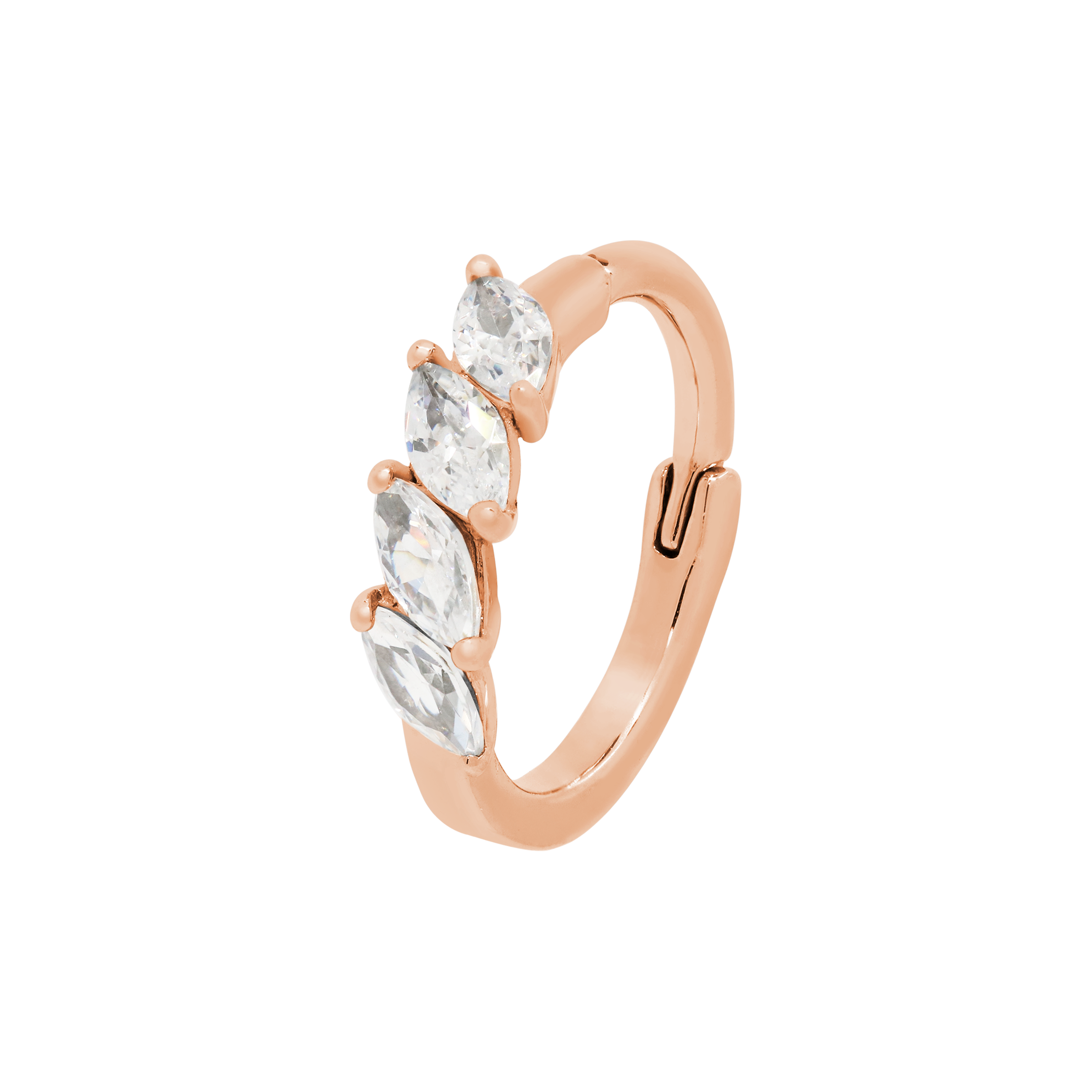 Petals Gemstone Helix conch & Cartilage Hoop Piercing - Rose Gold