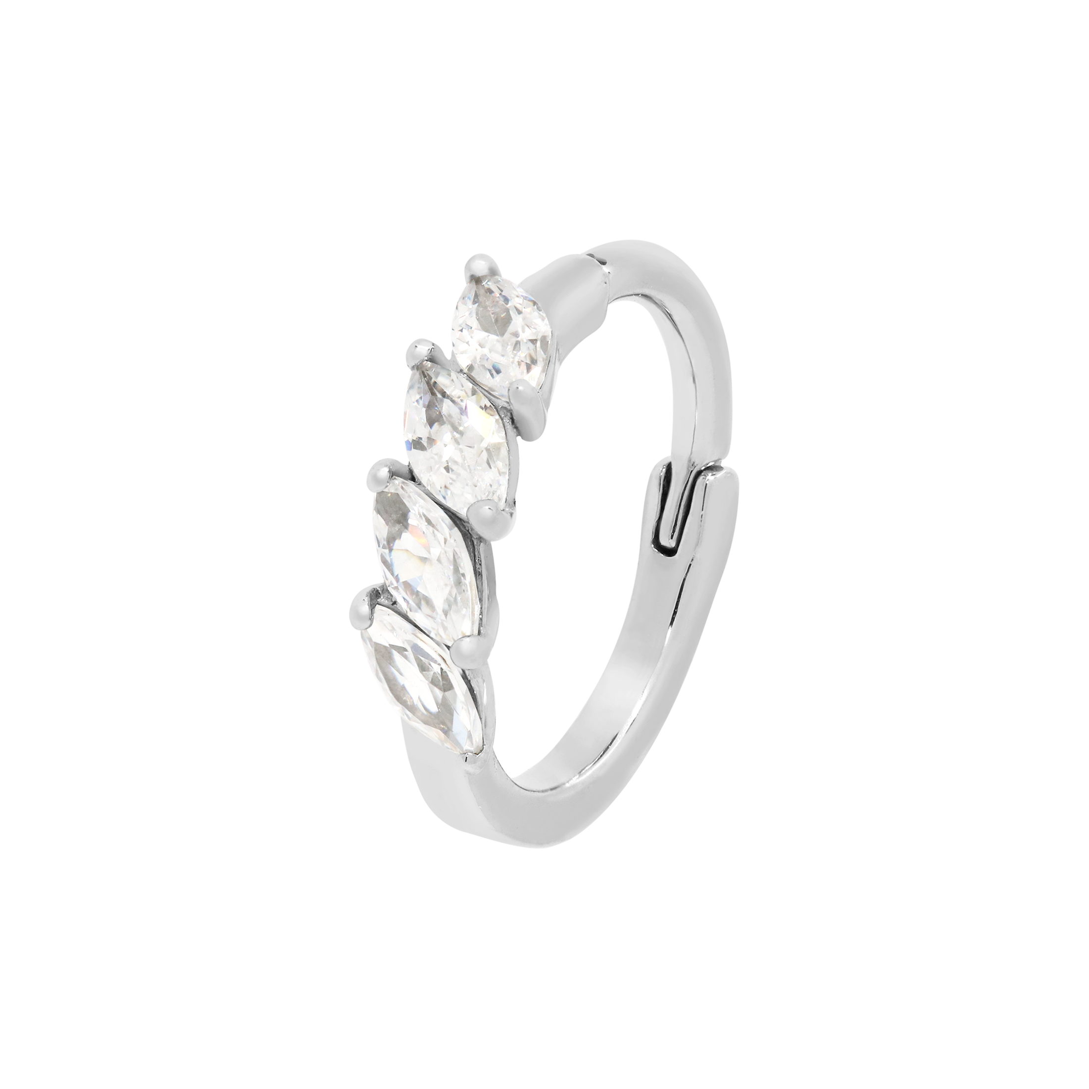 Petals Gemstone Helix conch & Cartilage Hoop Piercing - Silver
