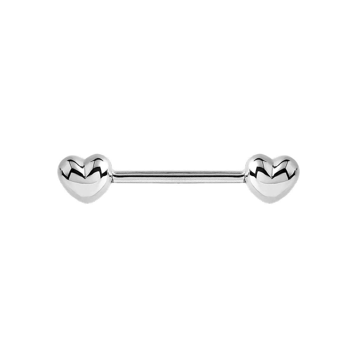 Solid Heart Nipple Bar Piercing - Silver