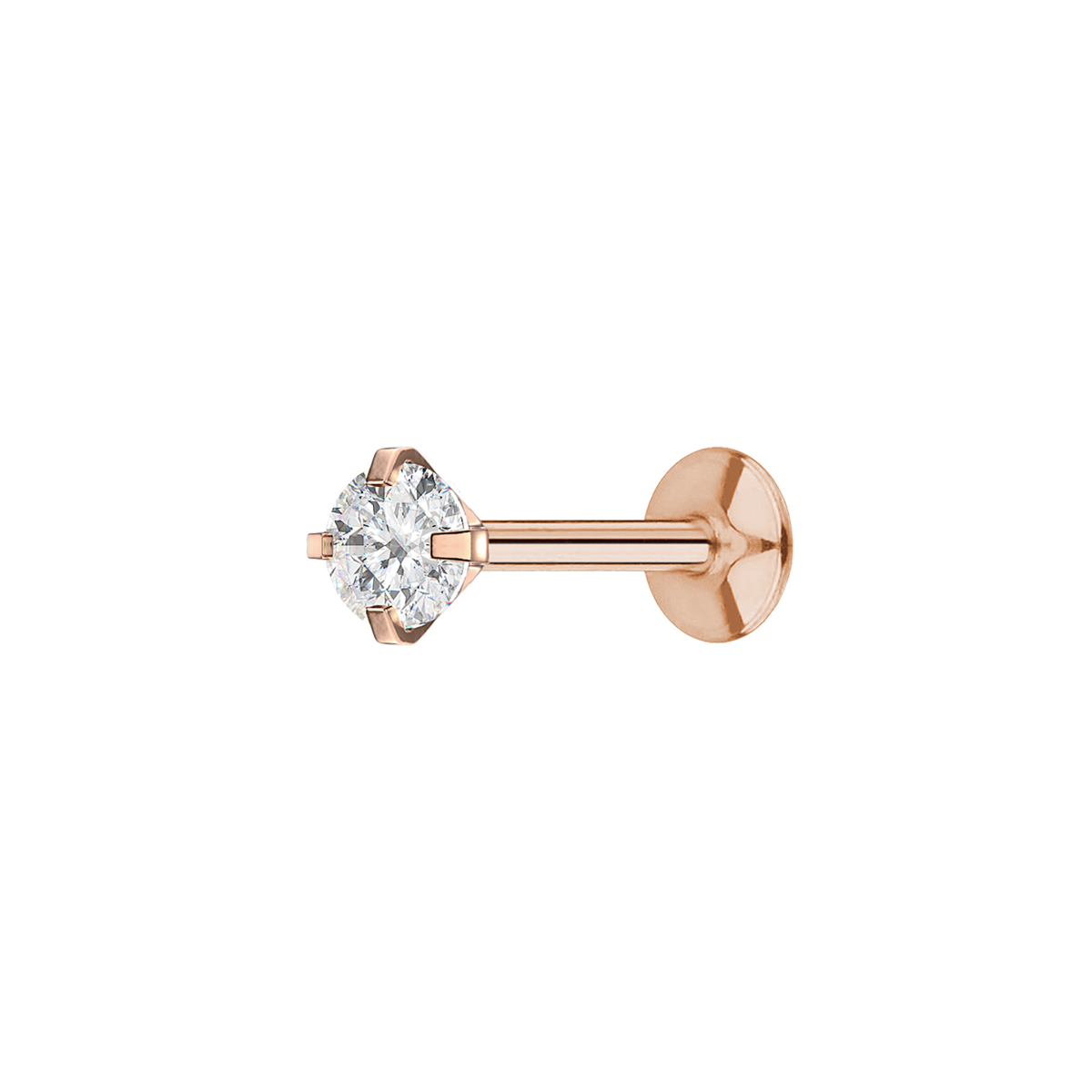 Solitaire Gemstone Helix Tragus & Cartilage Ear Piercing - Rose Gold