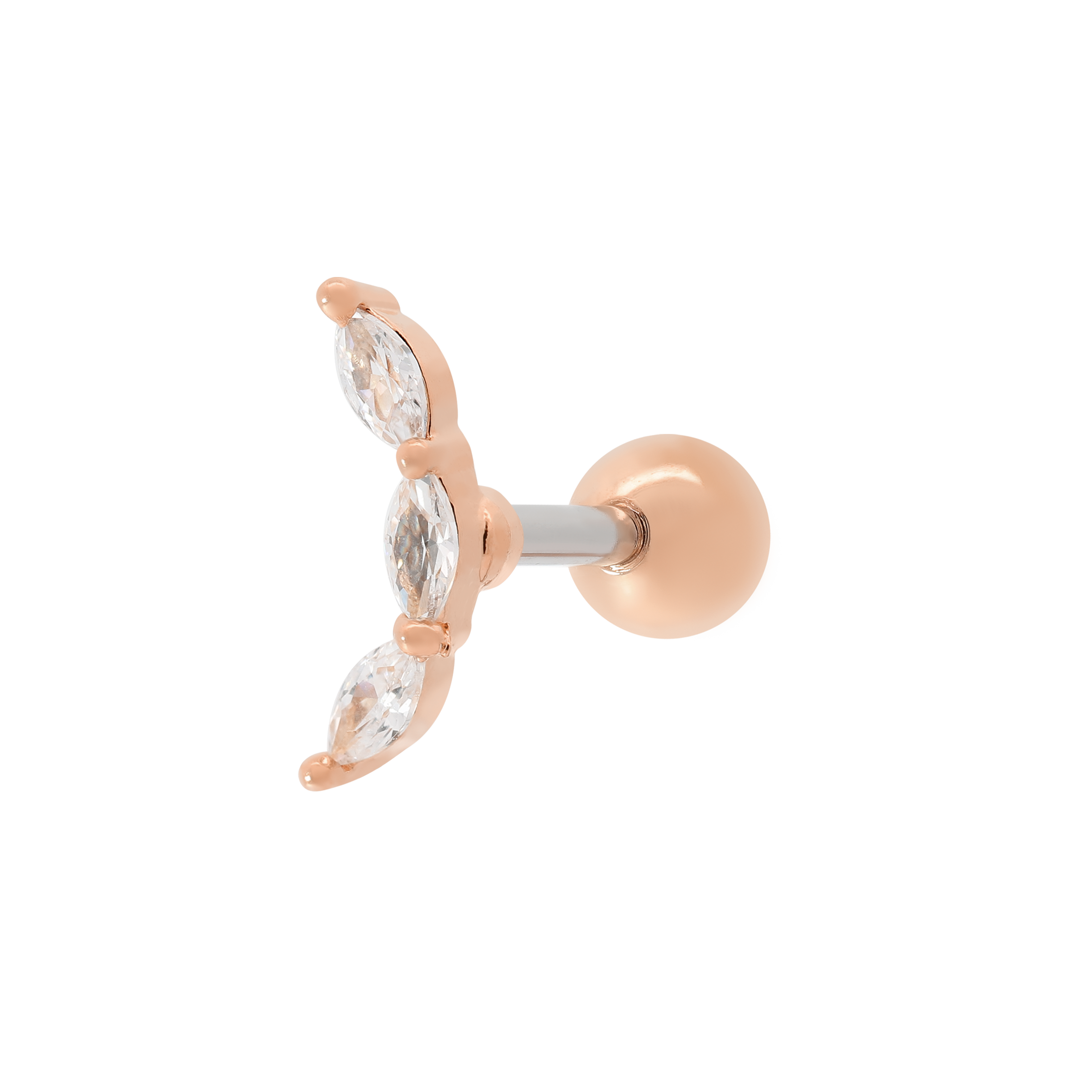 Alina Gemstone Tragus Helix Cartilage & Conch Ear Piercing - Rose Gold