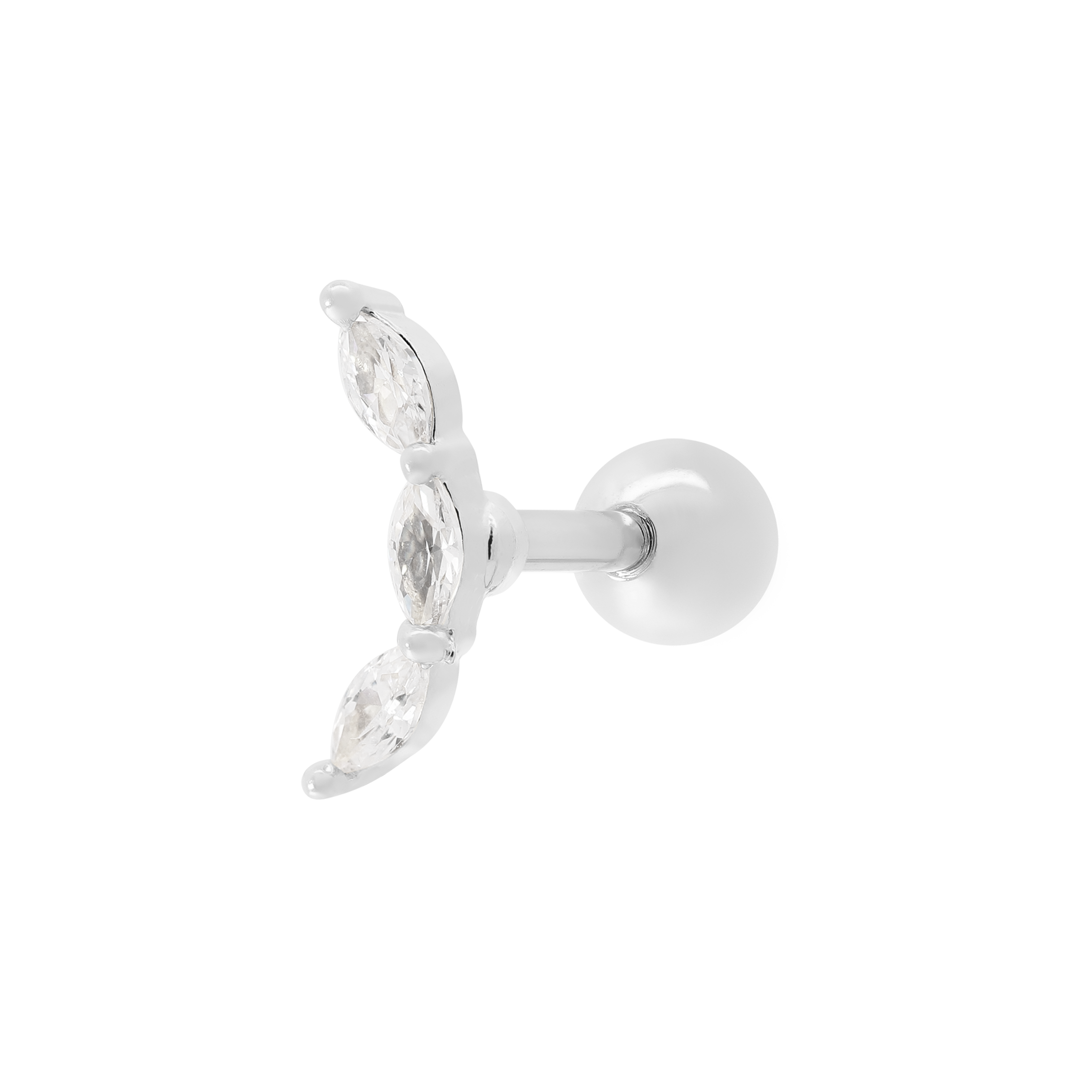 Alina Gemstone Tragus Helix Cartilage & Conch Ear Piercing - Silver