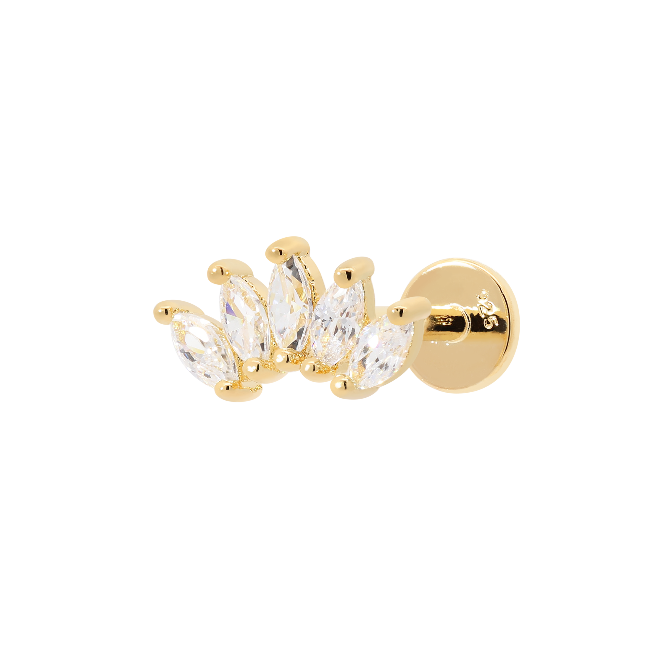 Arc Gemstone Helix Tragus Cartilage & Conch Ear Piercing - Gold