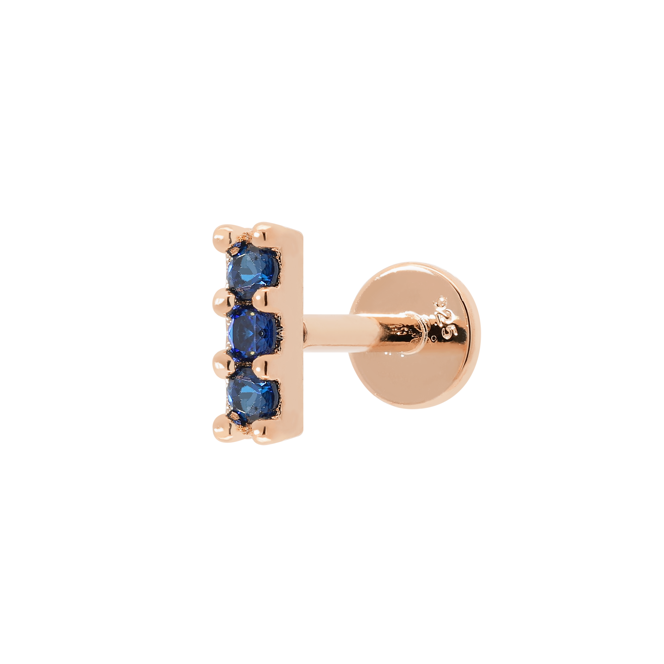 Ascension Sapphire Helix Tragus & Cartilage Ear Piercing - Rose Gold