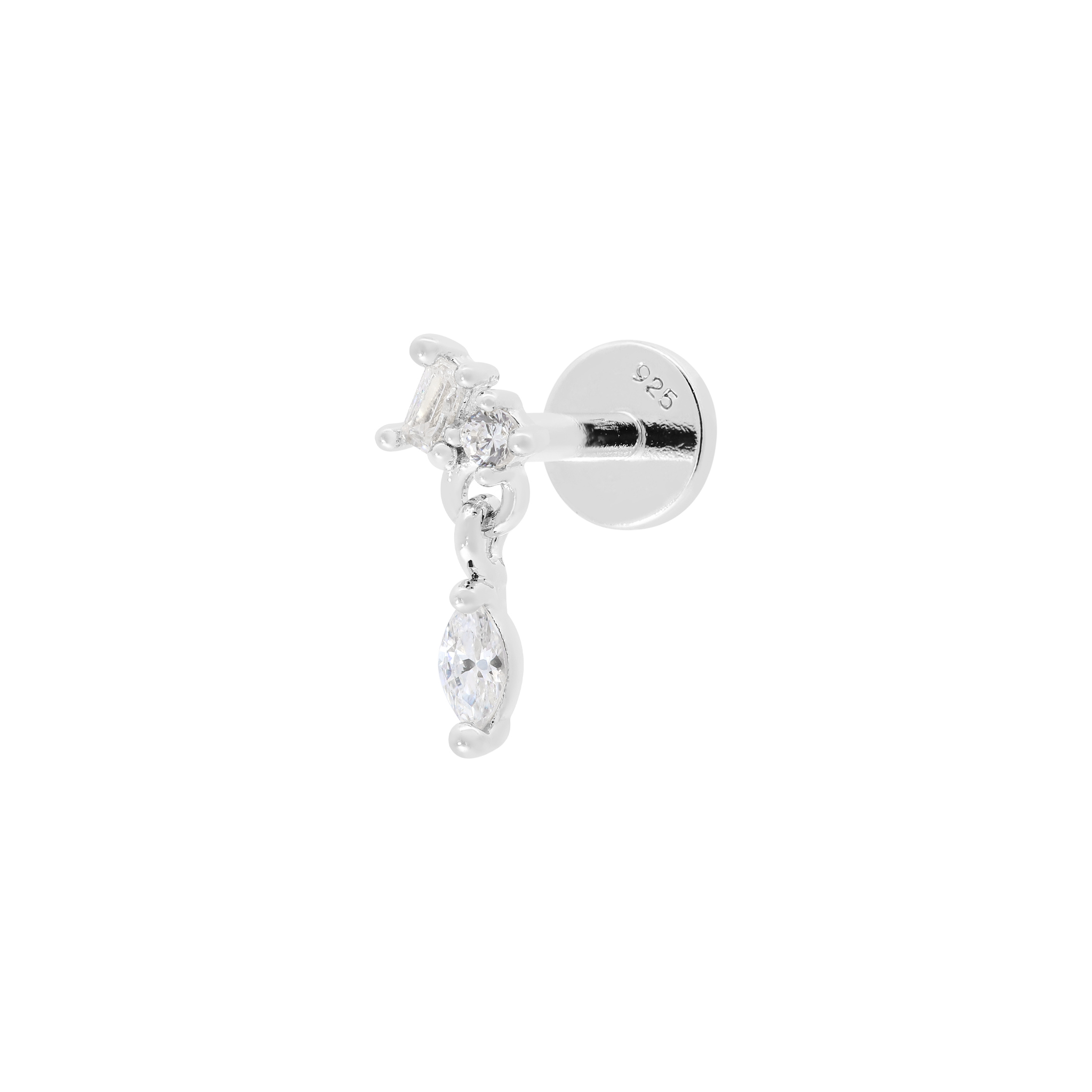 Axis Gemstone Helix Tragus & Cartilage Ear Piercing - Sterling Silver