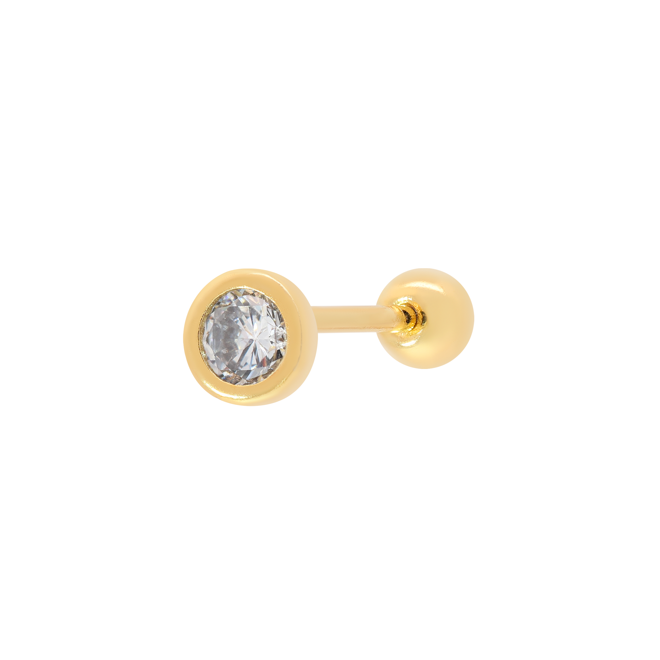 April Birthstone Tragus Helix Cartilage & Conch Ear Piercing - Gold