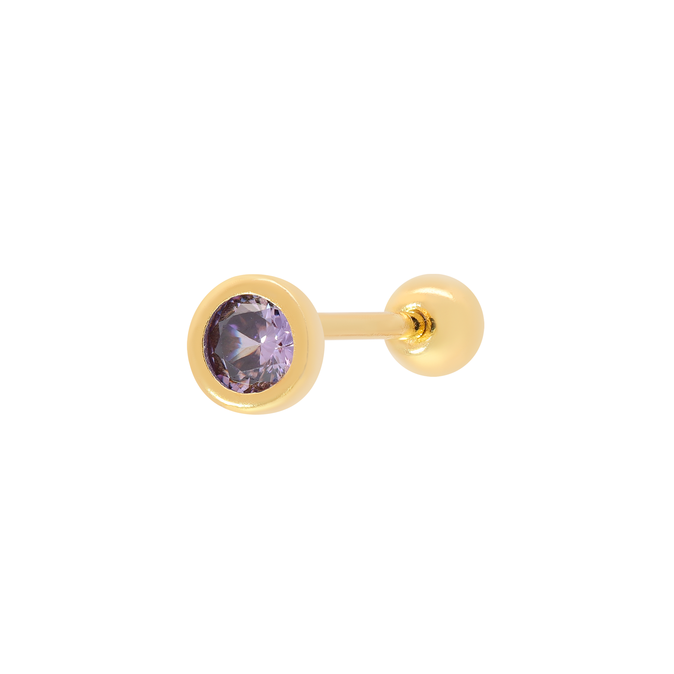 February Birthstone Tragus Helix Cartilage & Conch Ear Piercing - Gold
