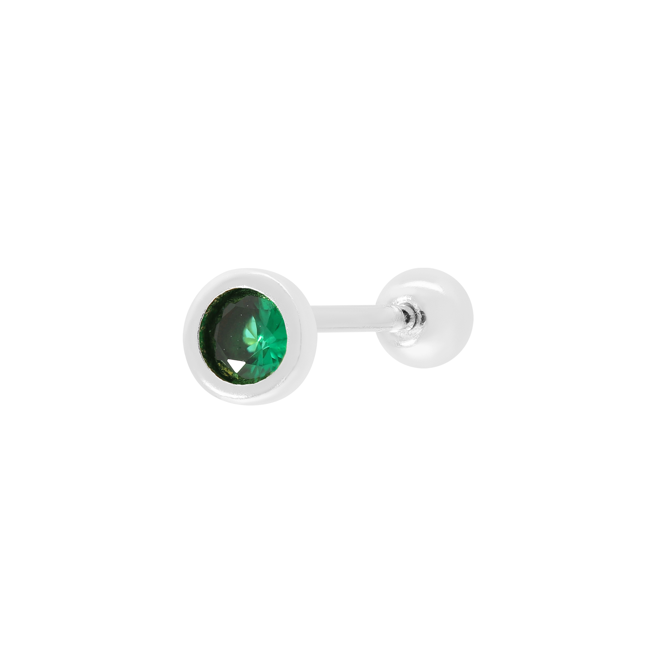 May Birthstone Tragus Helix & Conch Ear Piercing - Sterling Silver