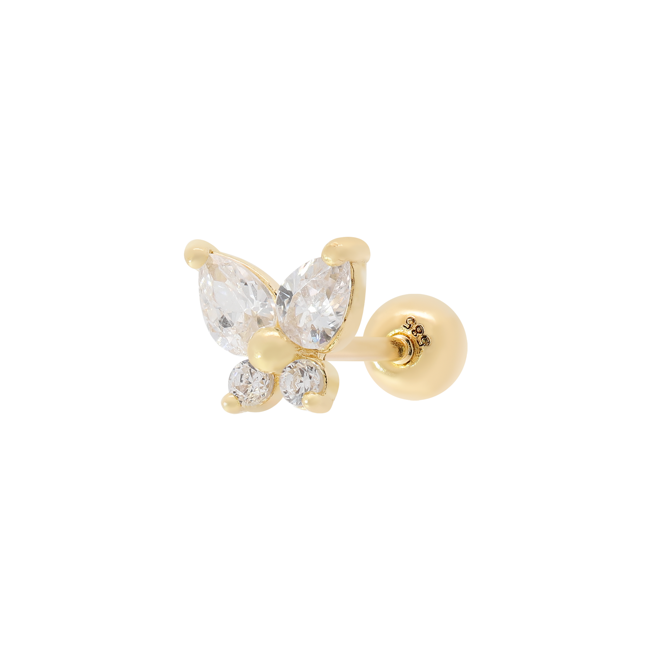 Butterfly Tragus Helix Cartilage & Conch Ear Piercing - 14K Solid Gold
