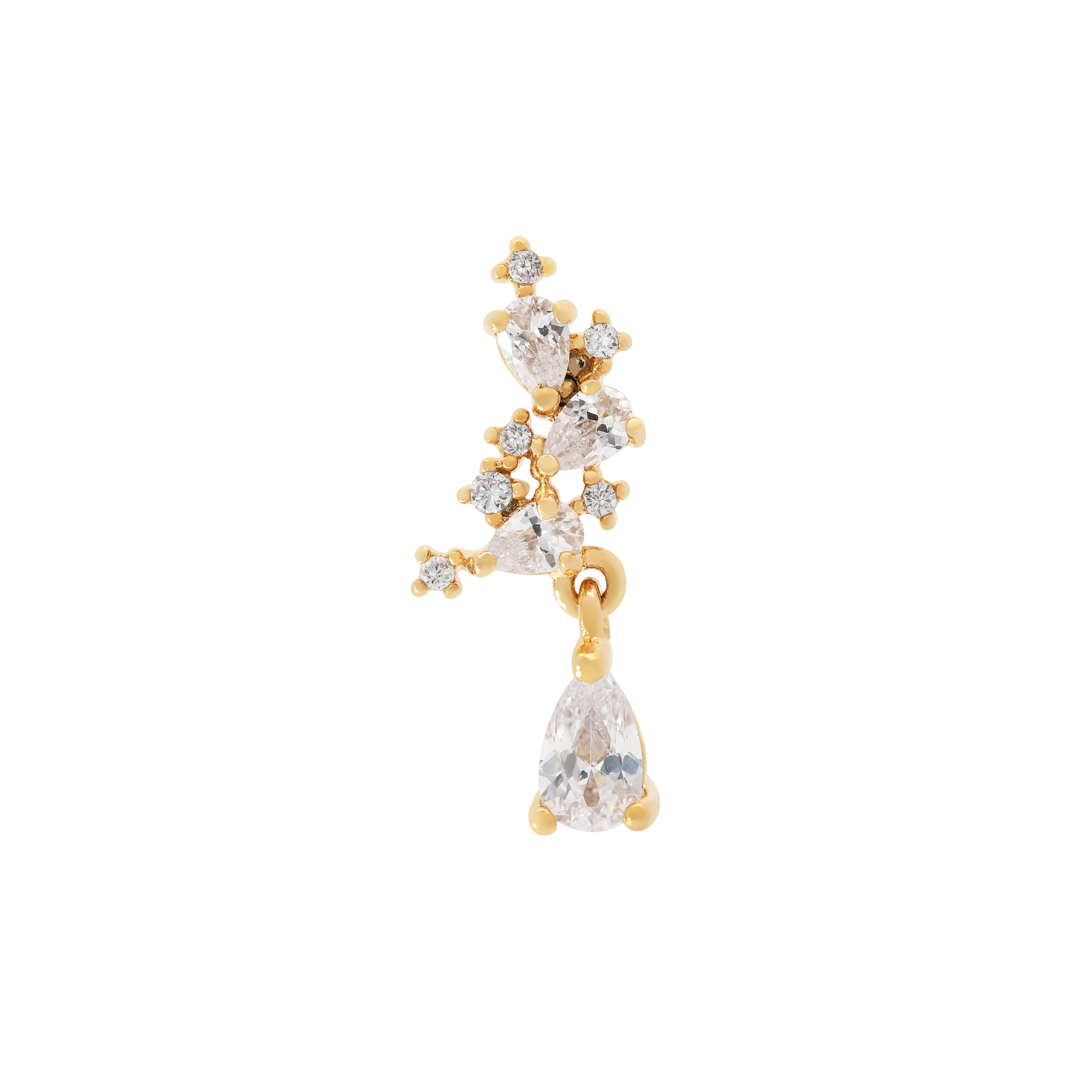 Cluster Gemstone Tragus Helix & Cartilage Ear Piercing 2 - Gold