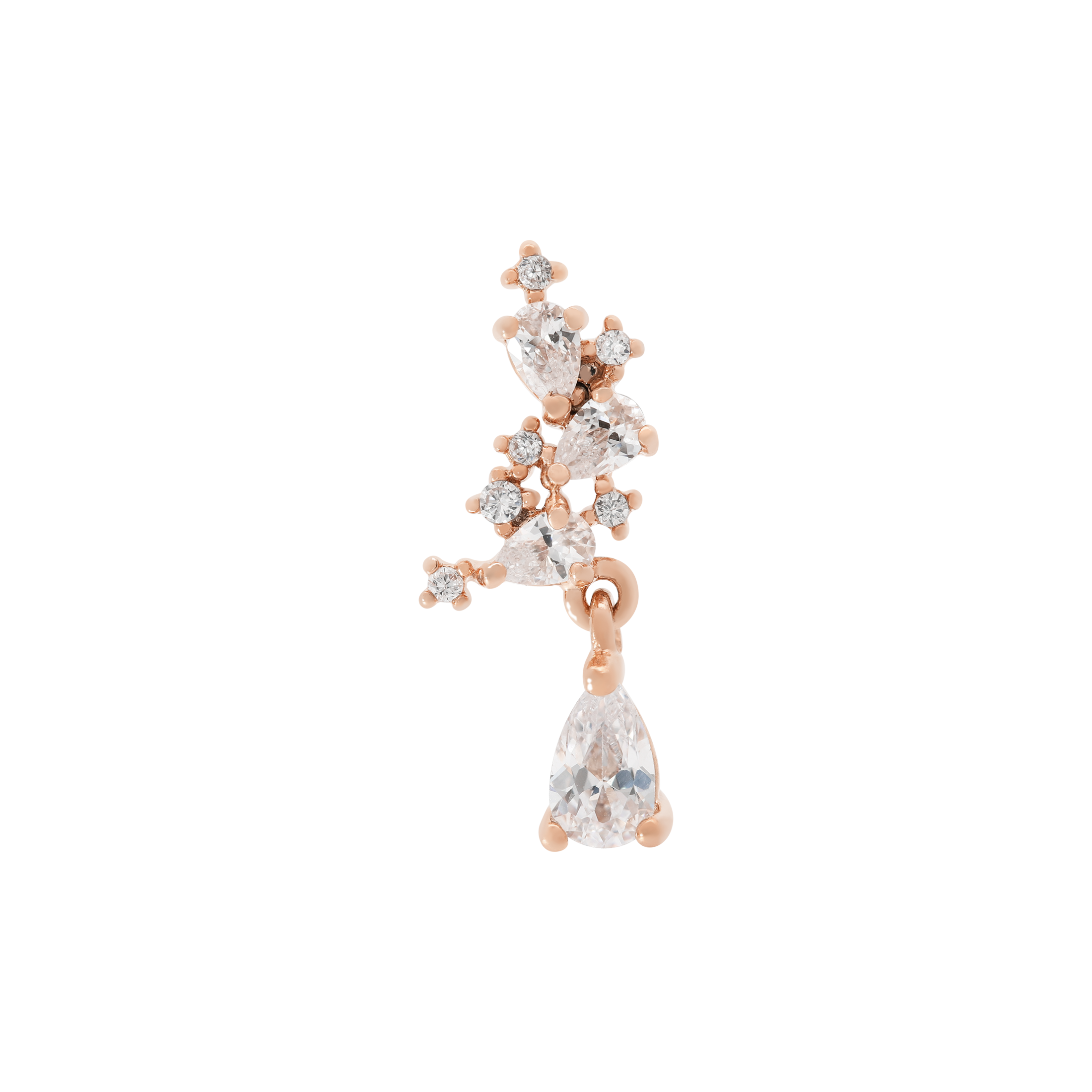 Cluster Gemstone Tragus Helix & Cartilage Ear Piercing 2 - Rose Gold