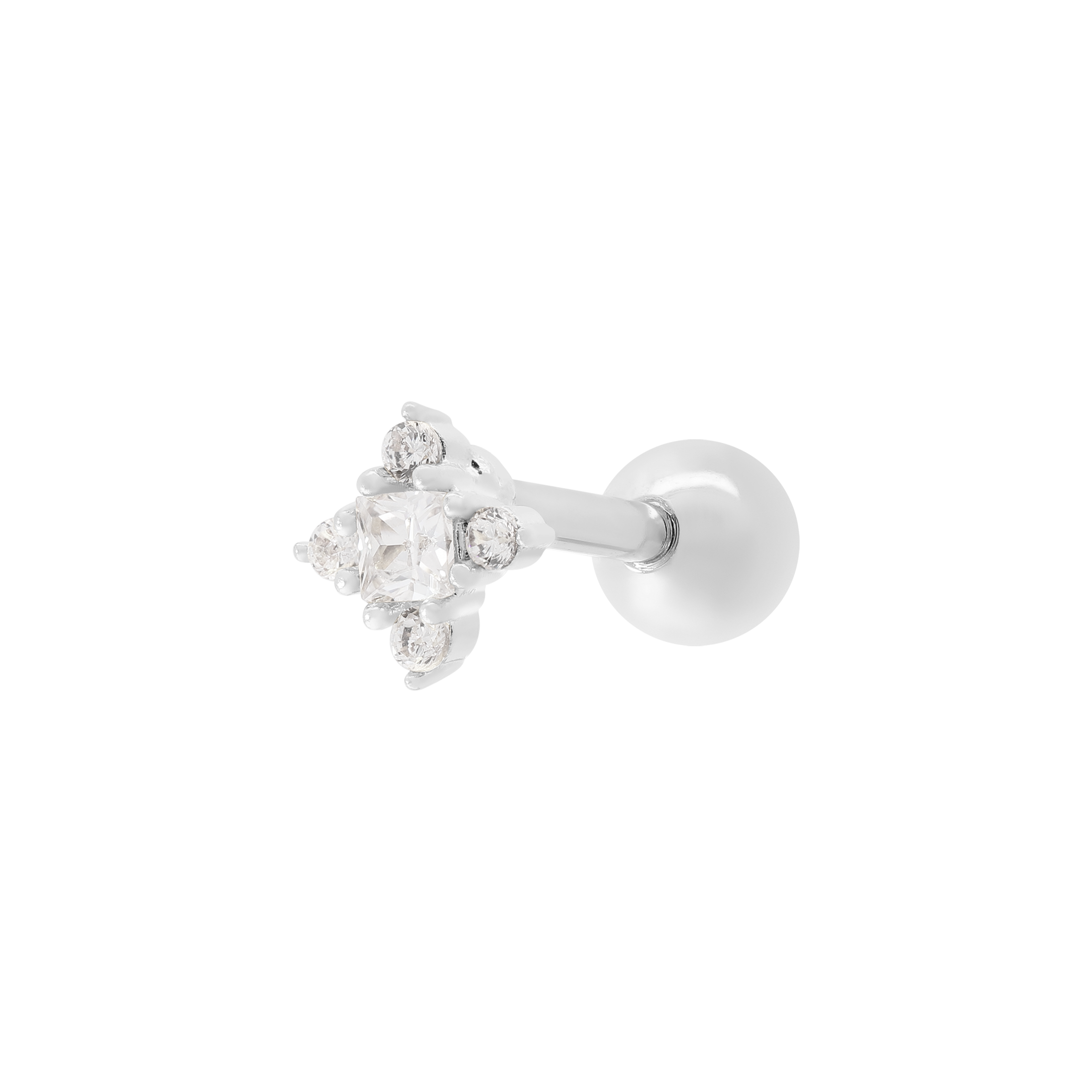 Datum Gemstone Tragus Helix Cartilage & Conch Ear Piercing - Silver