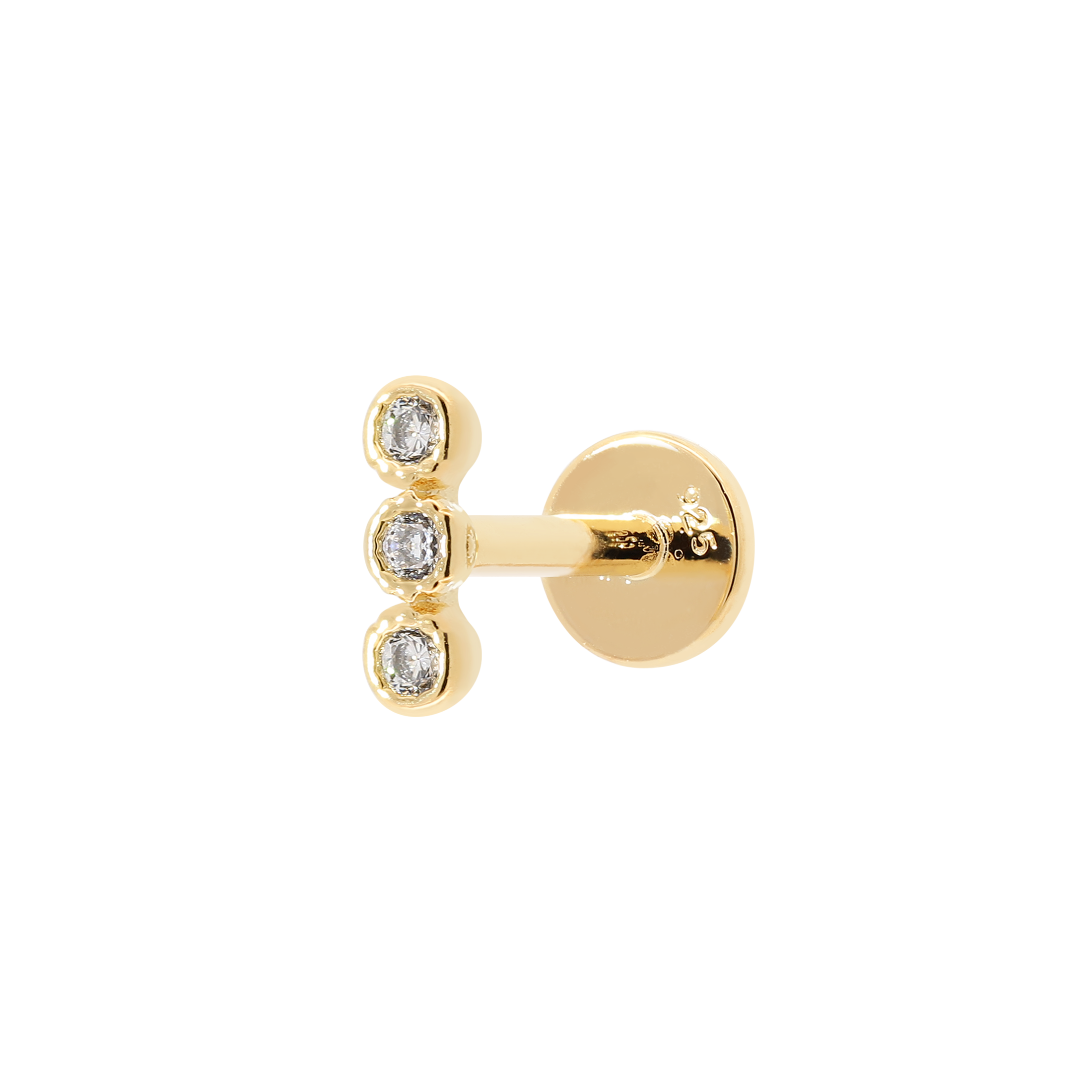 Donna Triple Gem Helix Tragus & Cartilage Ear Piercing - Gold