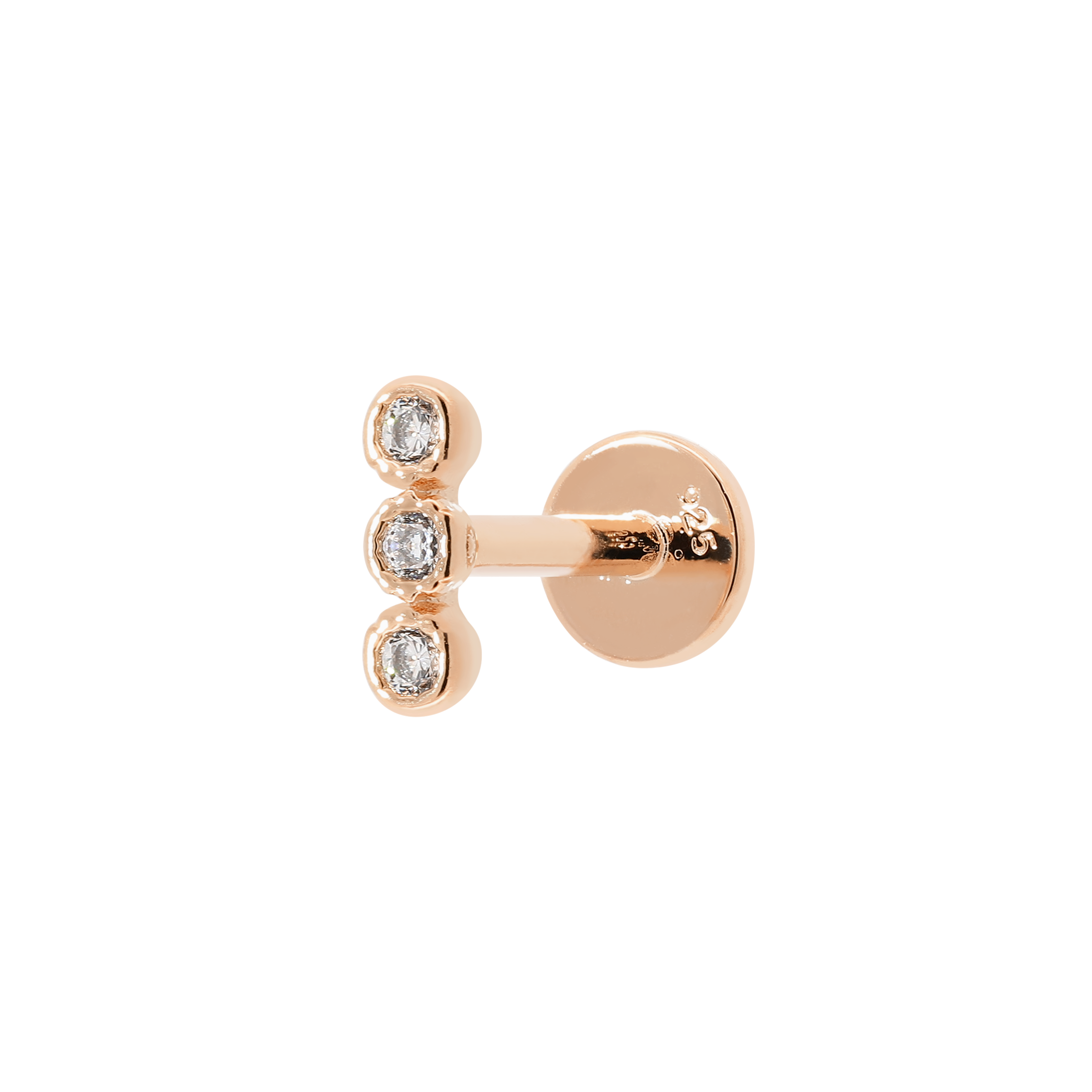 Donna Triple Gem Helix Tragus & Cartilage Ear Piercing - Rose Gold