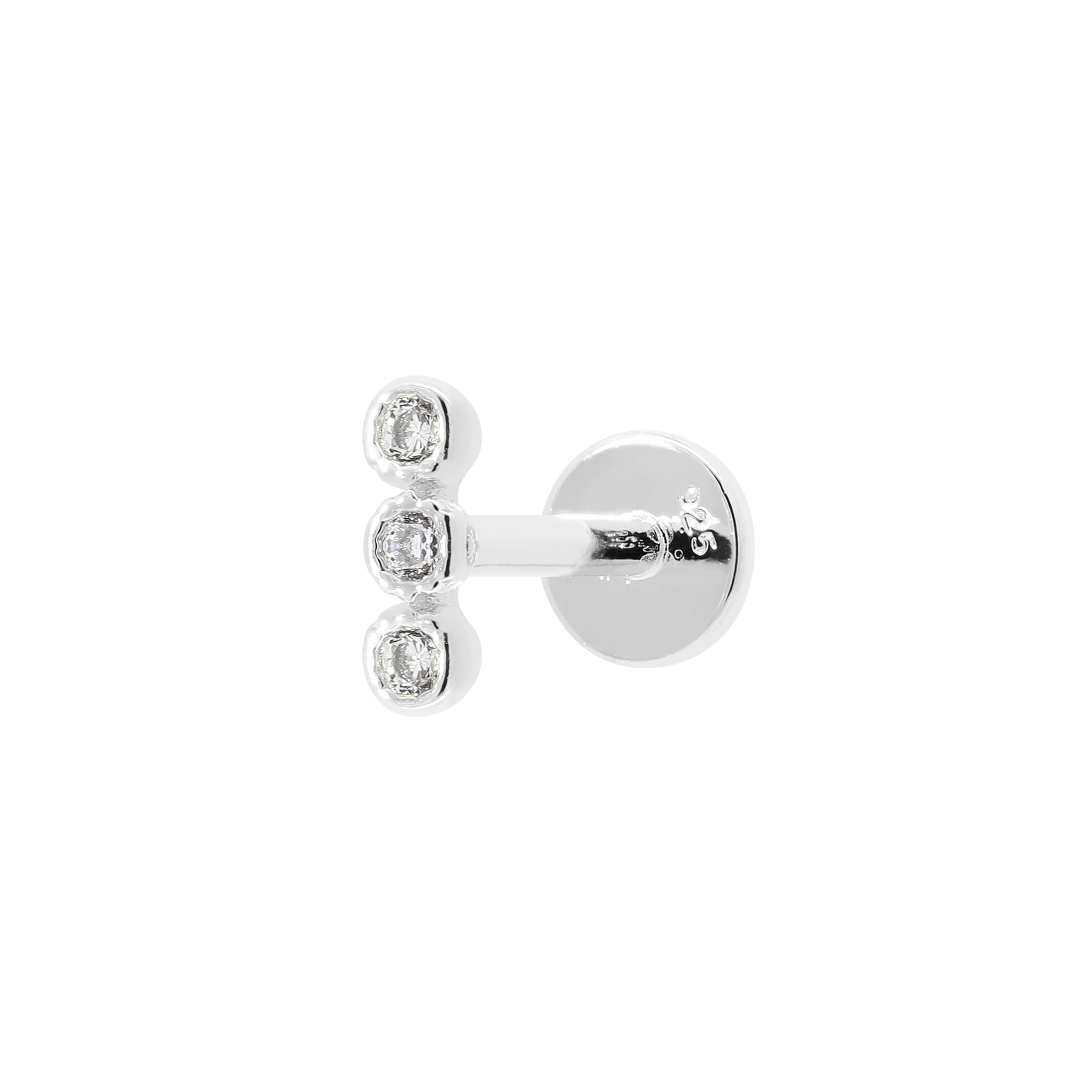 Donna Triple Gem Helix Tragus & Cartilage Ear Piercing - Silver