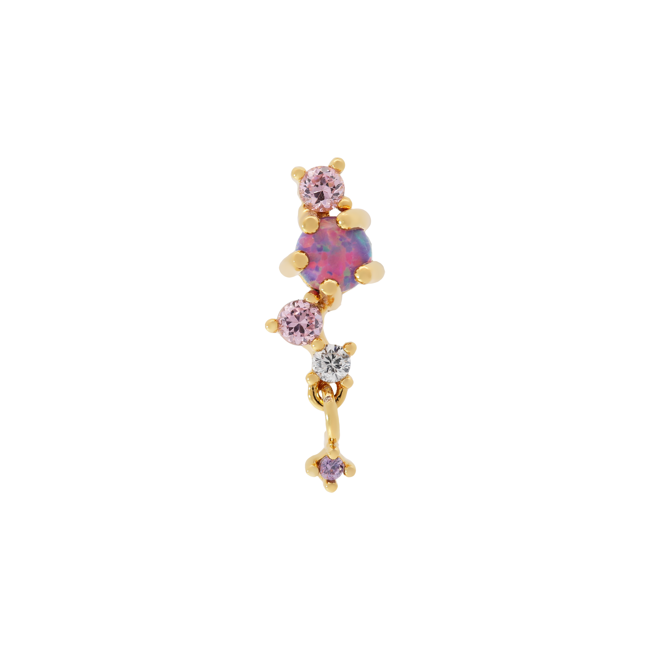 Edith Opal & Gemstone Helix Tragus & Cartilage Ear Piercing 2 - Gold