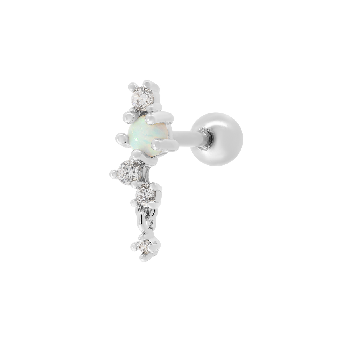 Eileen Opal & Gemstone Helix Tragus & Cartilage Ear Piercing - Silver ...