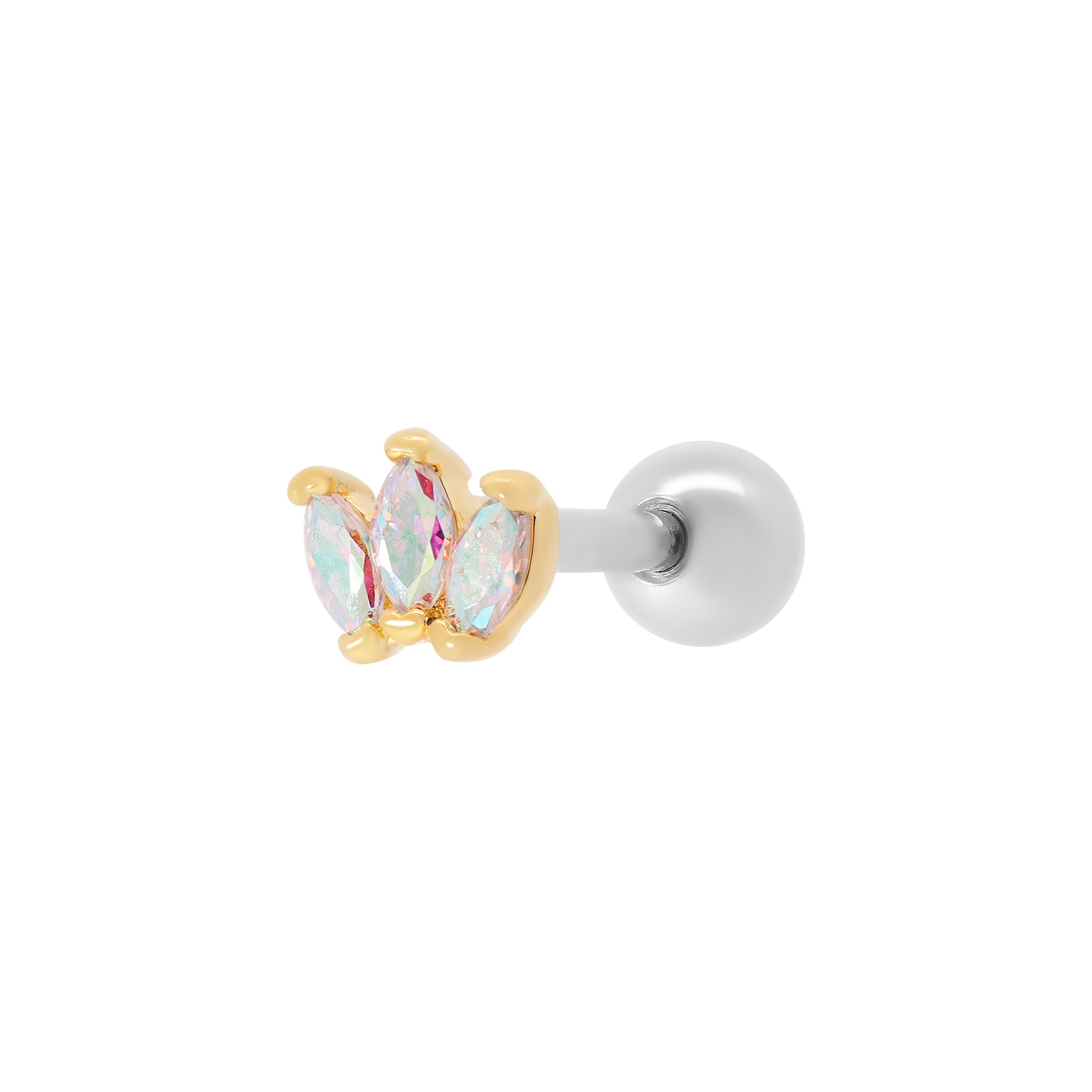 Ethereal Gemstone Helix Tragus Cartilage & Conch Ear Piercing - Gold