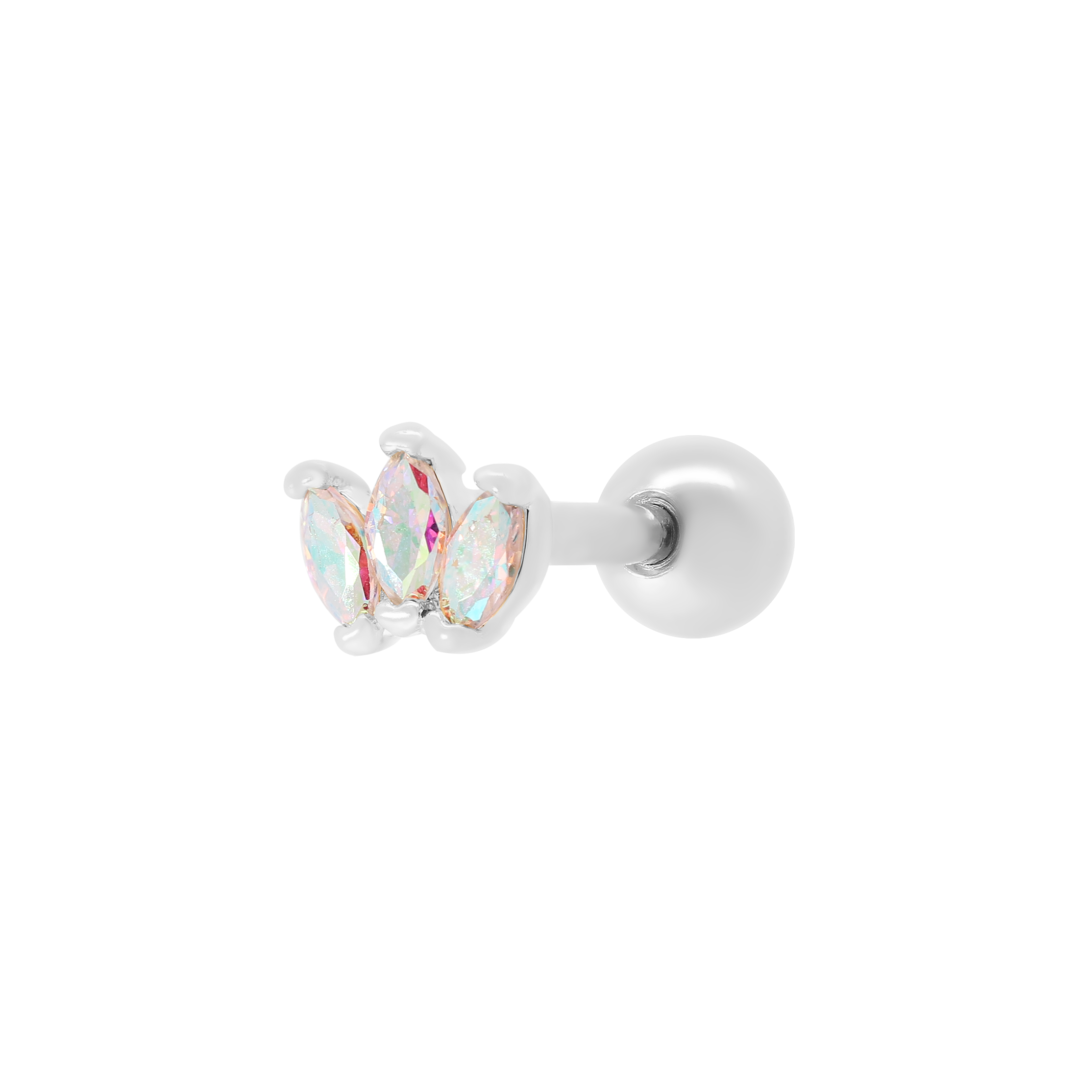 Ethereal Gemstone Helix Tragus Cartilage & Conch Ear Piercing - Silver