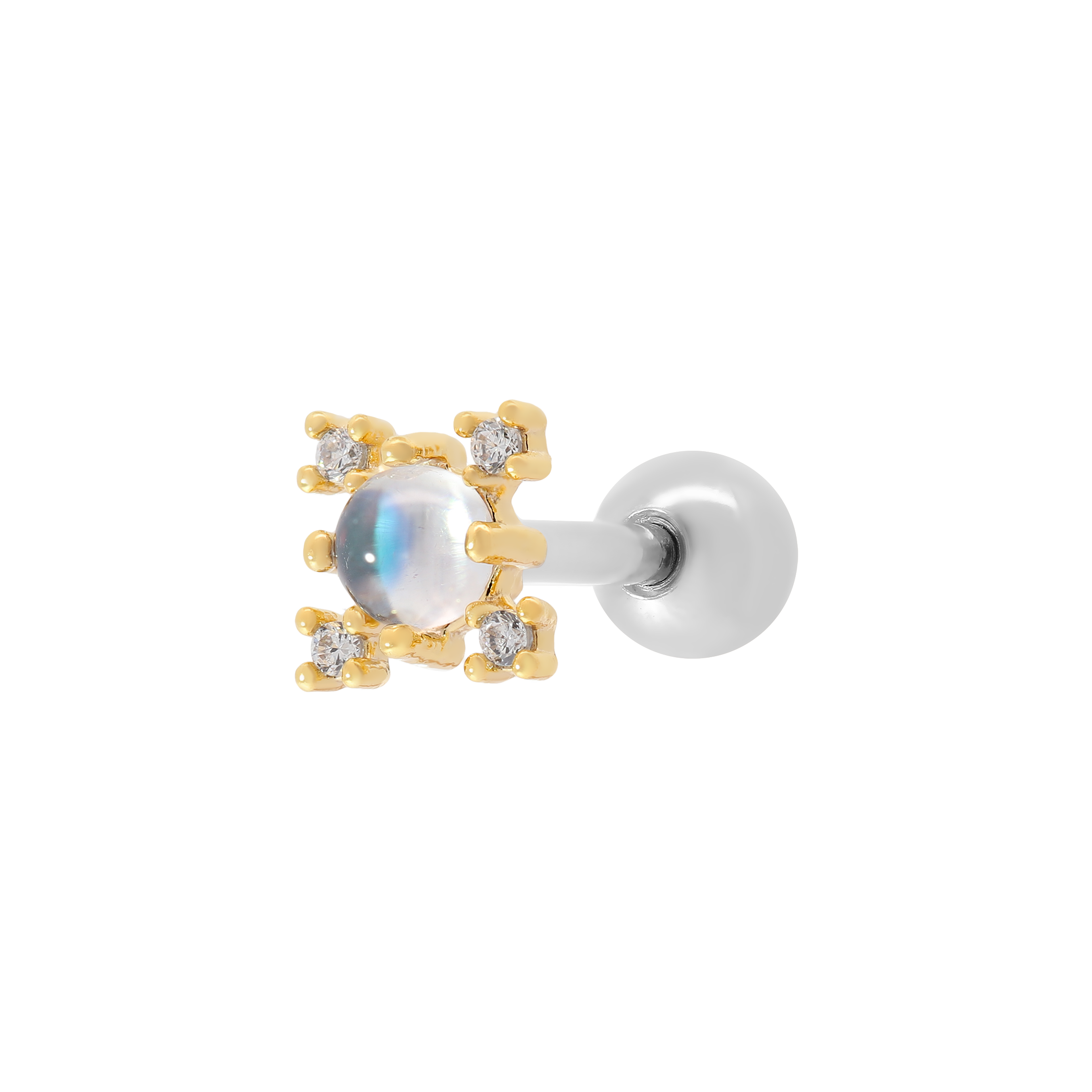 Euphoria Gemstone Helix Tragus Cartilage & Conch Ear Piercing - Gold