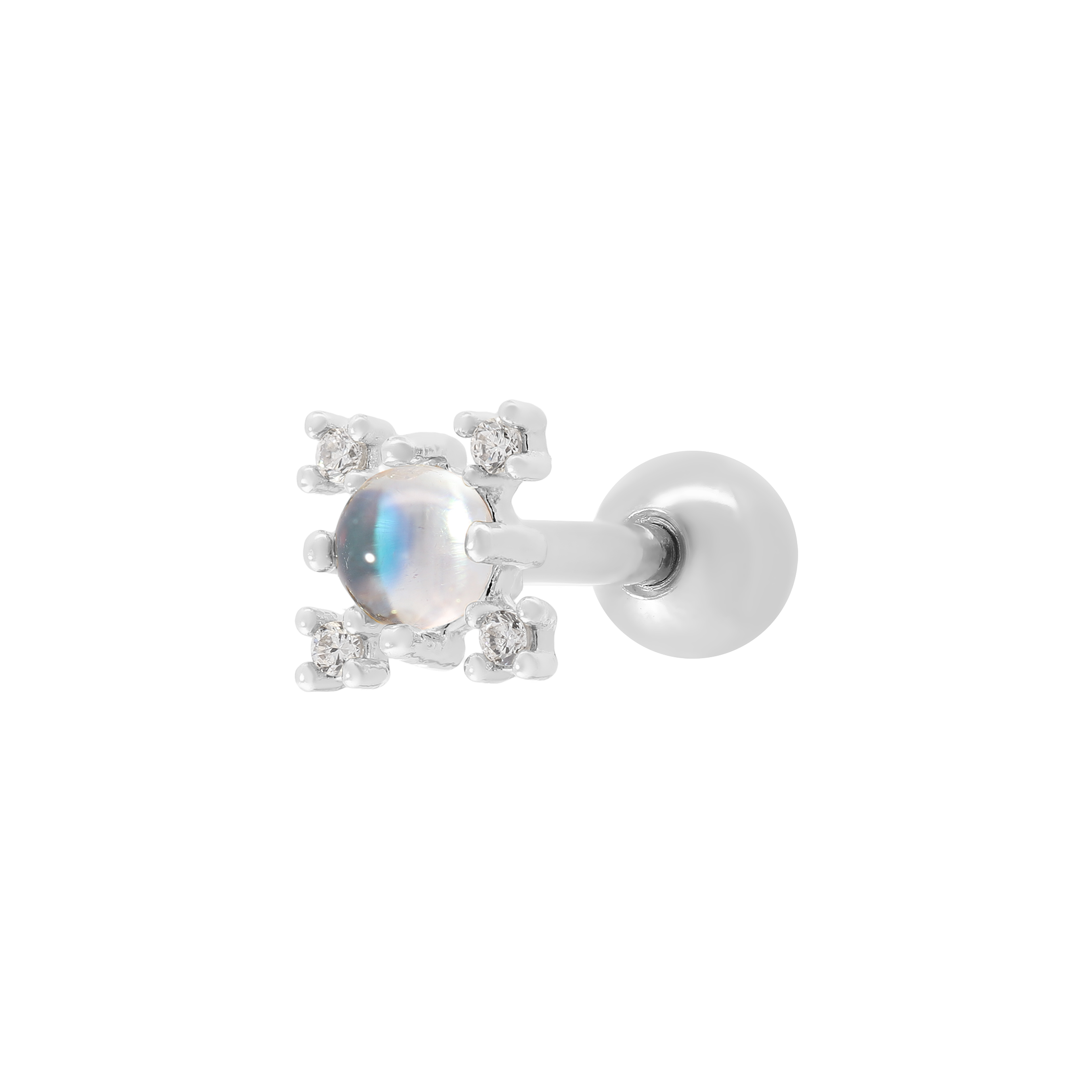 Euphoria Gemstone Helix Tragus Cartilage & Conch Ear Piercing - Silver