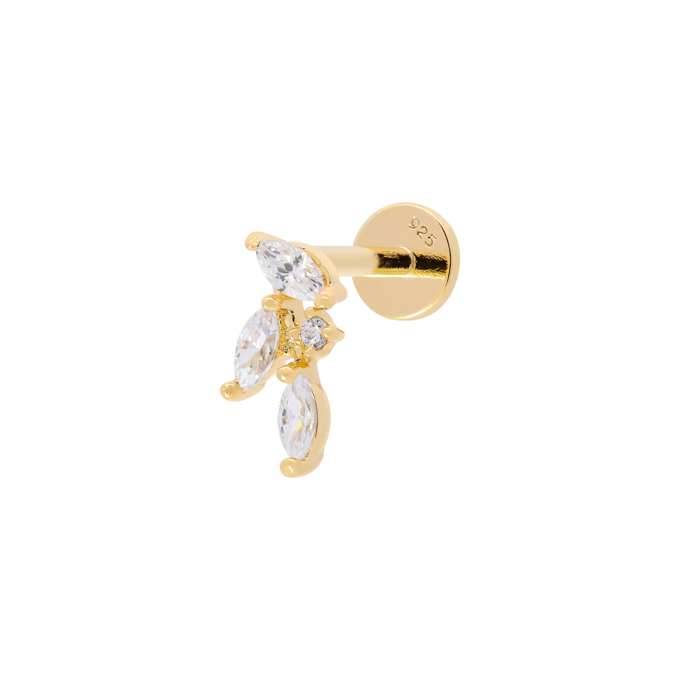 Fleur Petals Gemstone Helix Tragus & Cartilage Ear Piercing - Gold