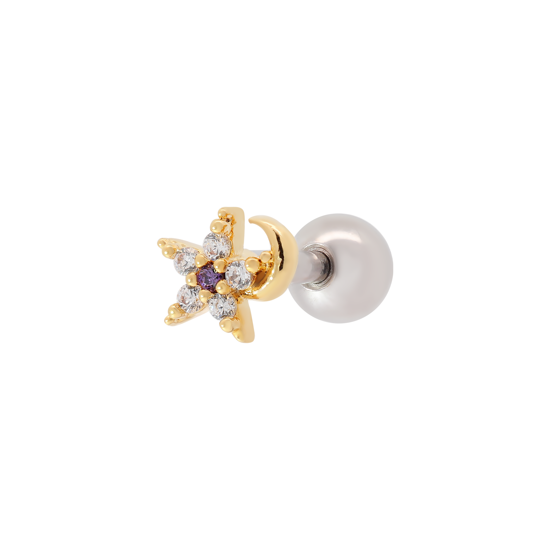 Florette Gemstone Helix Tragus Cartilage & Conch Ear Piercing - Gold