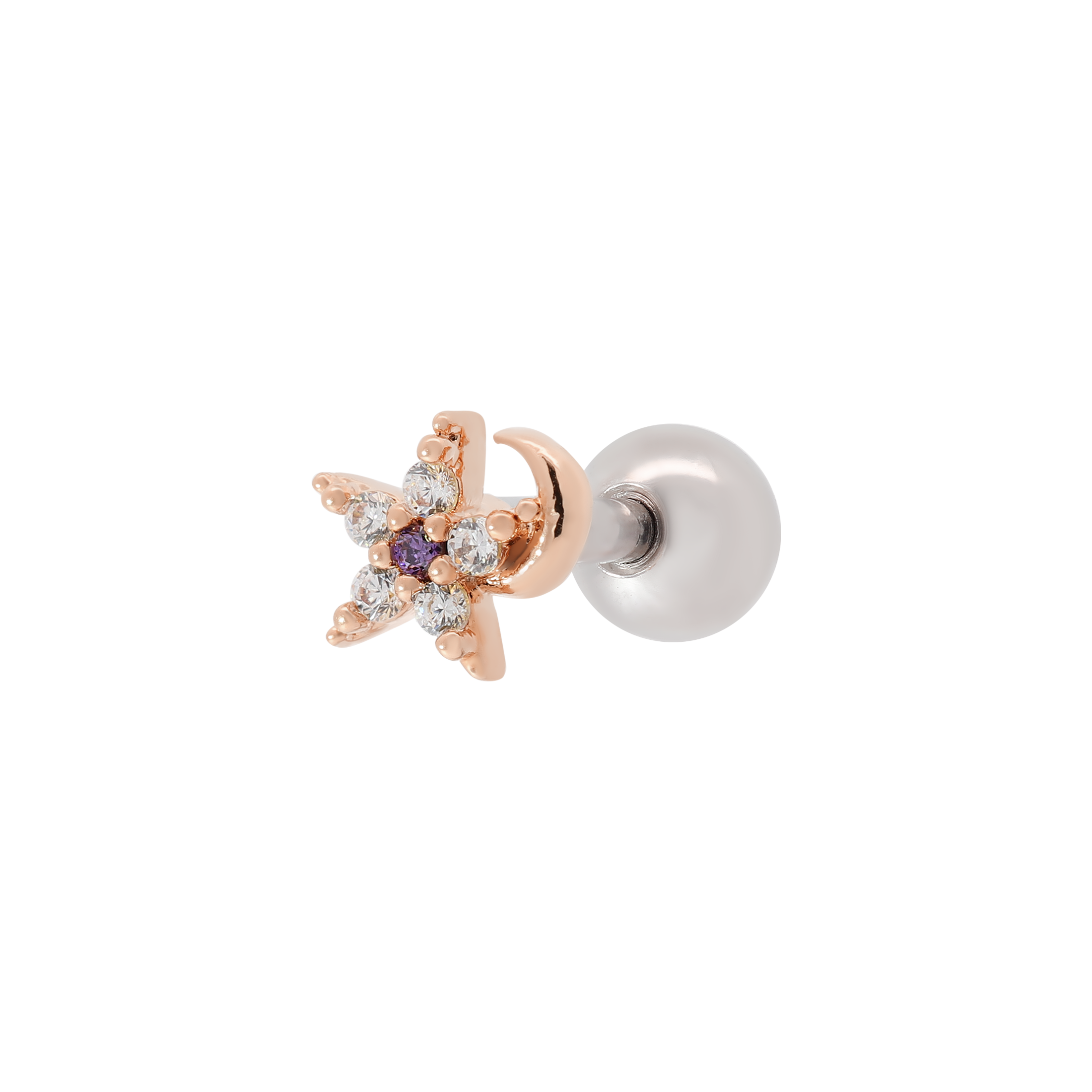 Florette Helix Tragus Cartilage & Conch Ear Piercing - Rose Gold